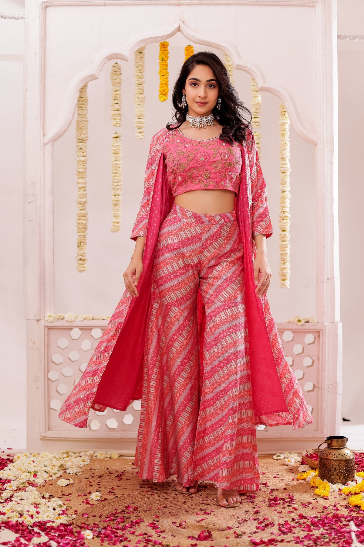 BANDEJH PRINT SHARARA WITH CAPE  3 PCS SET