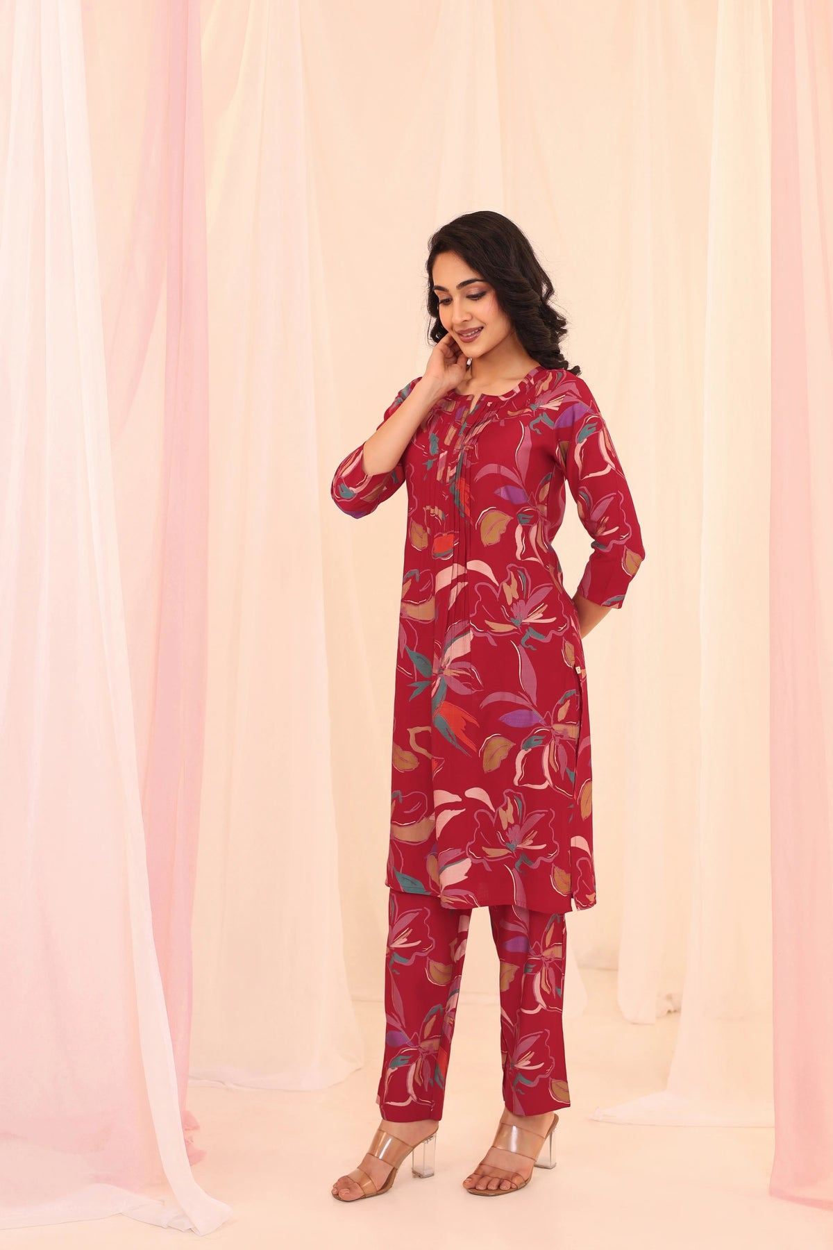 DIGITAL PRINTED 2PC CO-ORD SET WITH LACE DETAILS