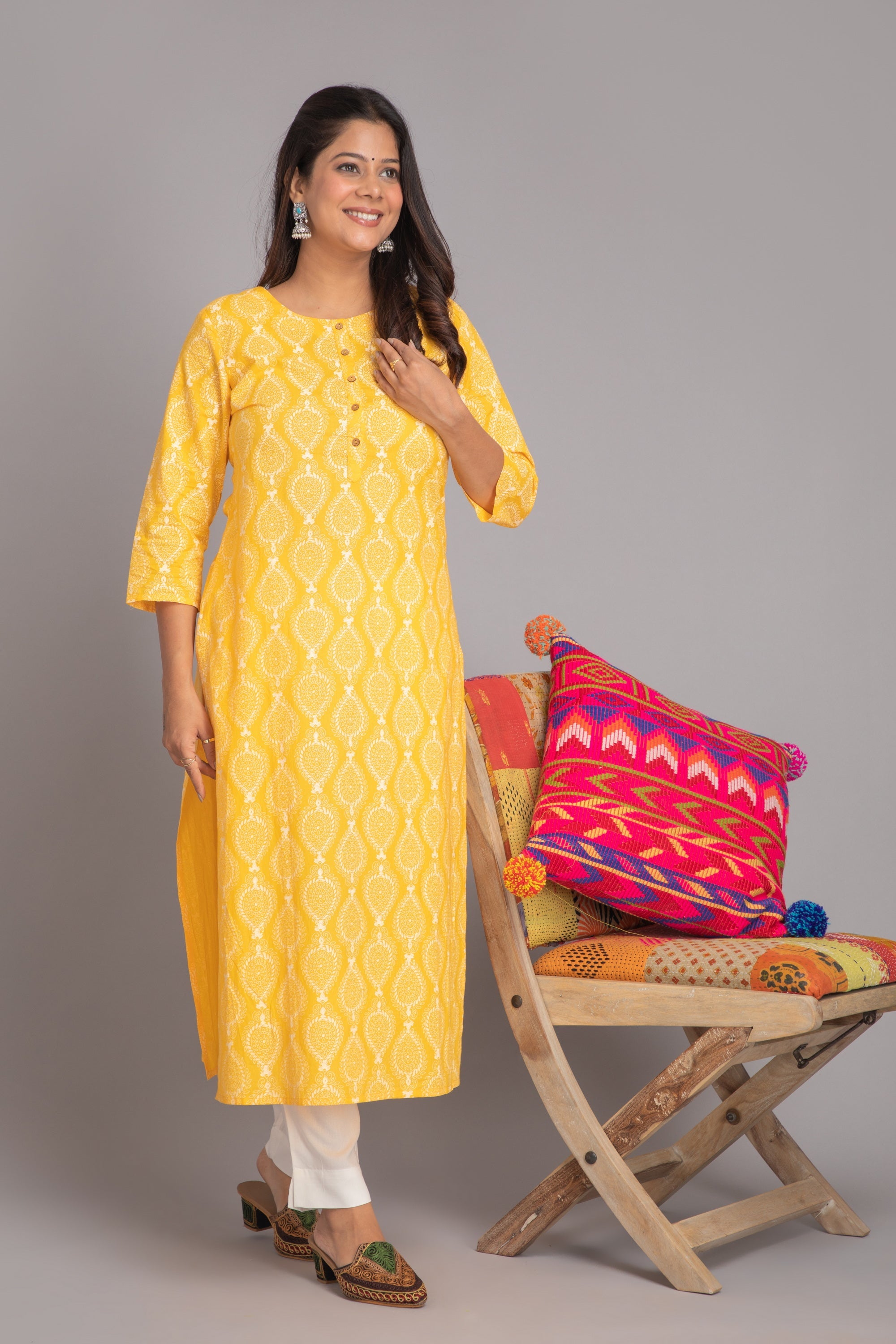Sun Flower Long Kurti in Mul Cotton