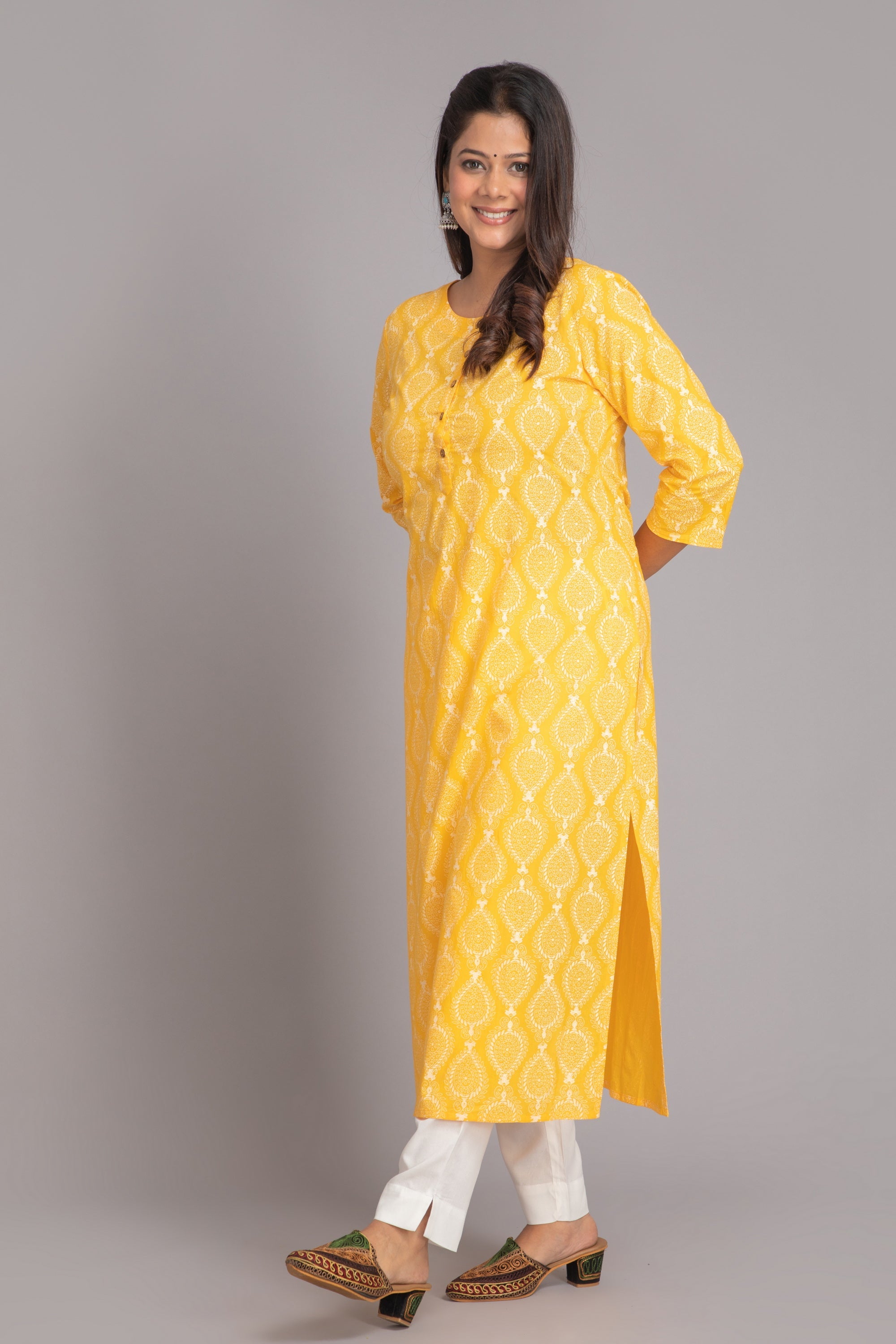 Sun Flower Long Kurti in Mul Cotton