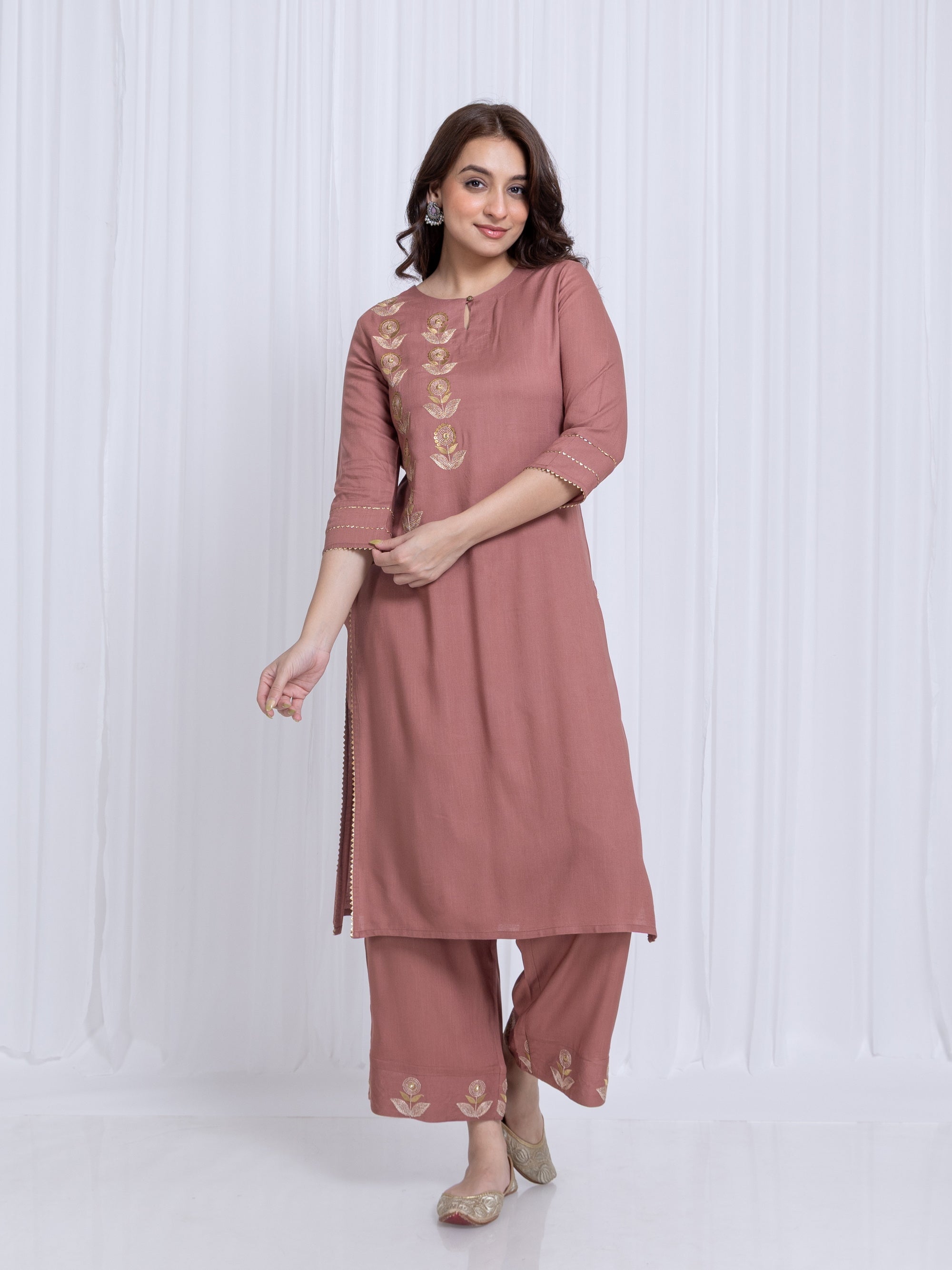 Burlwood 2 Pcs Kurta Set in Rayon Slub