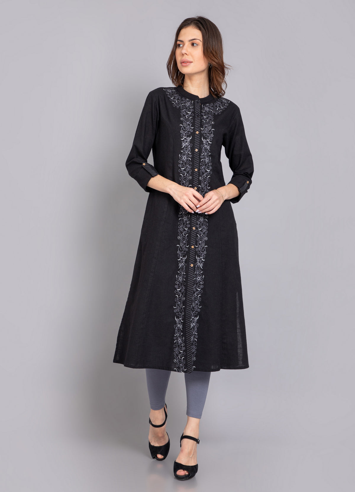 P-LINE FULL SHERVANI PLACKET EMBROIDERED LONG KURTI