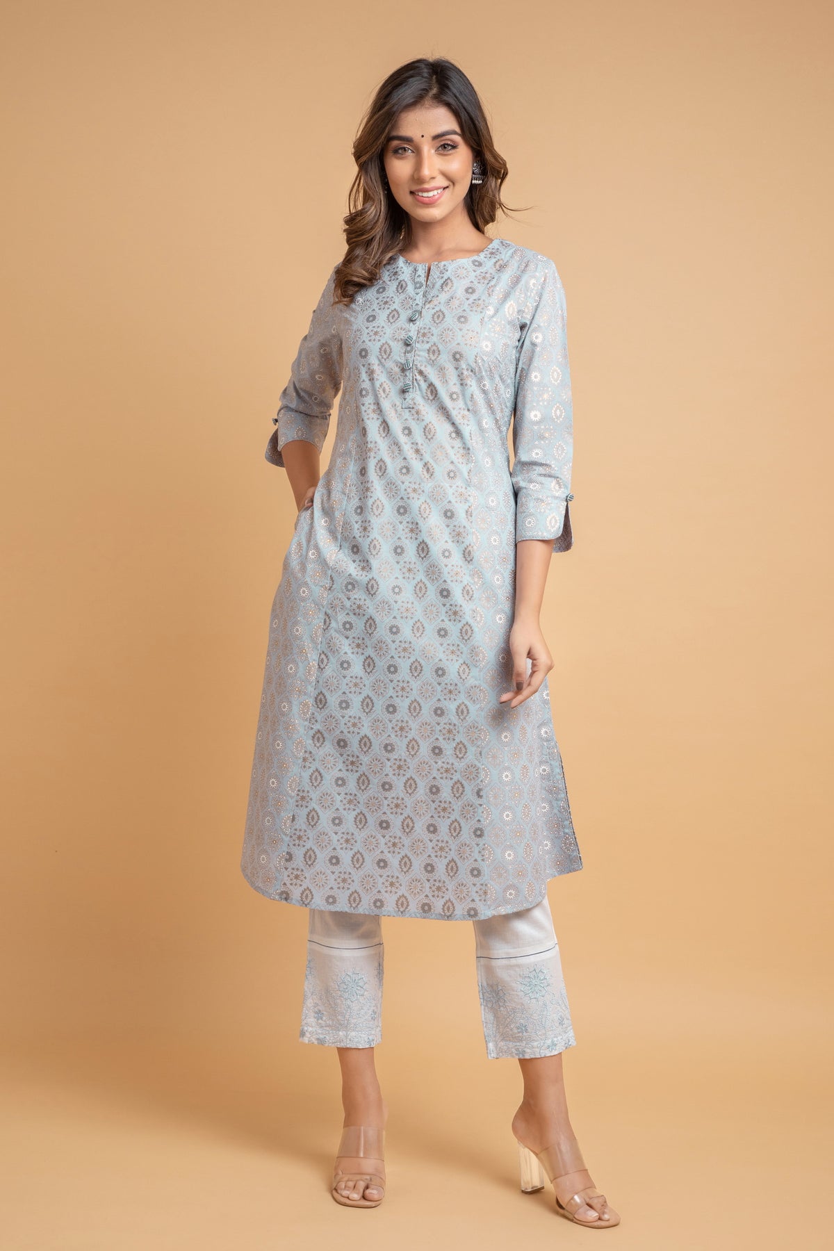 PRINTED KURTI WITH STRAIGHT PANT AND EMBROIDERED DUPATTA