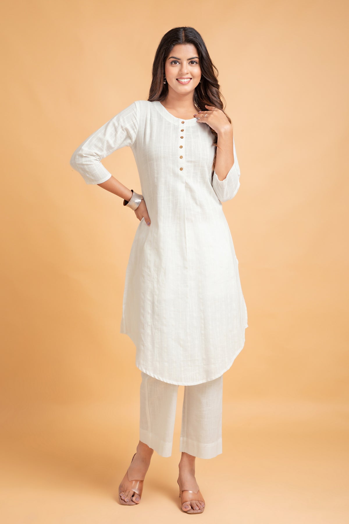 KHADI PRINTED A-LINE BUTTON DETAIL CO-ORD SET