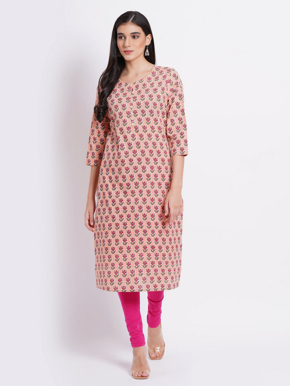 CASUAL DAYOUT PRINTED KURTI DETAILED WITH BUTTONS