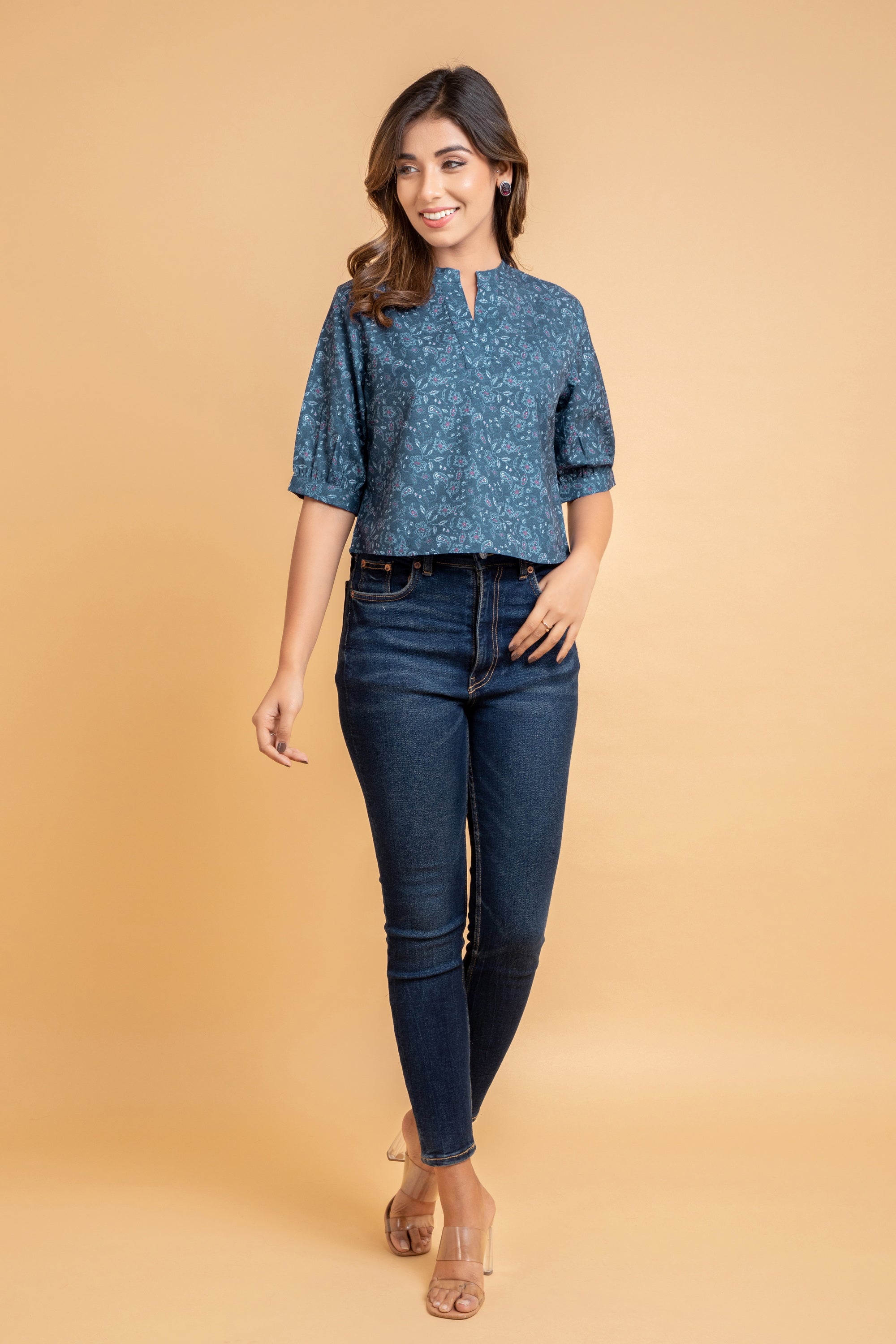 Blue Top in Rayon