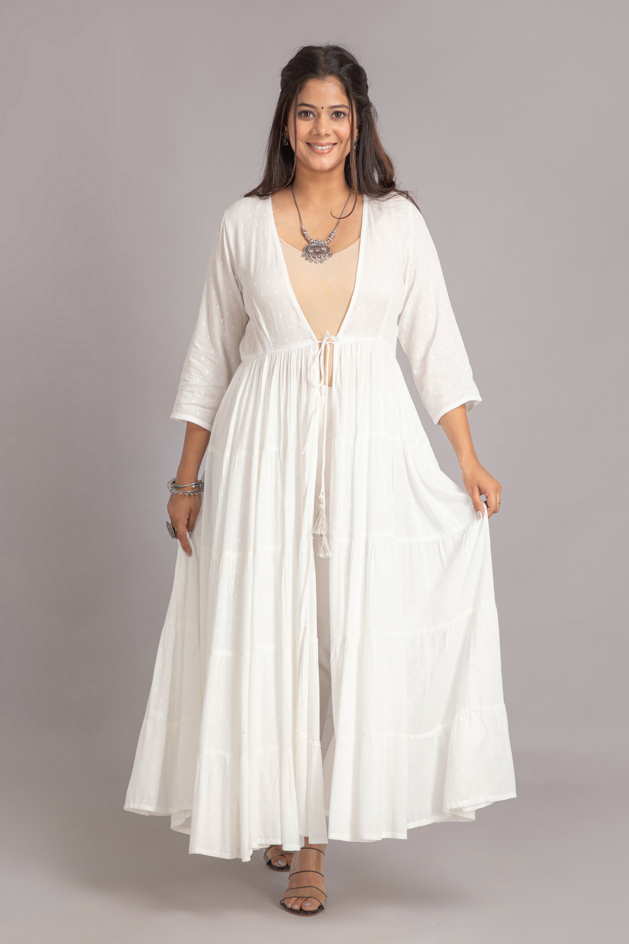 Off White Shrug and Jackets in Viscose Dobby