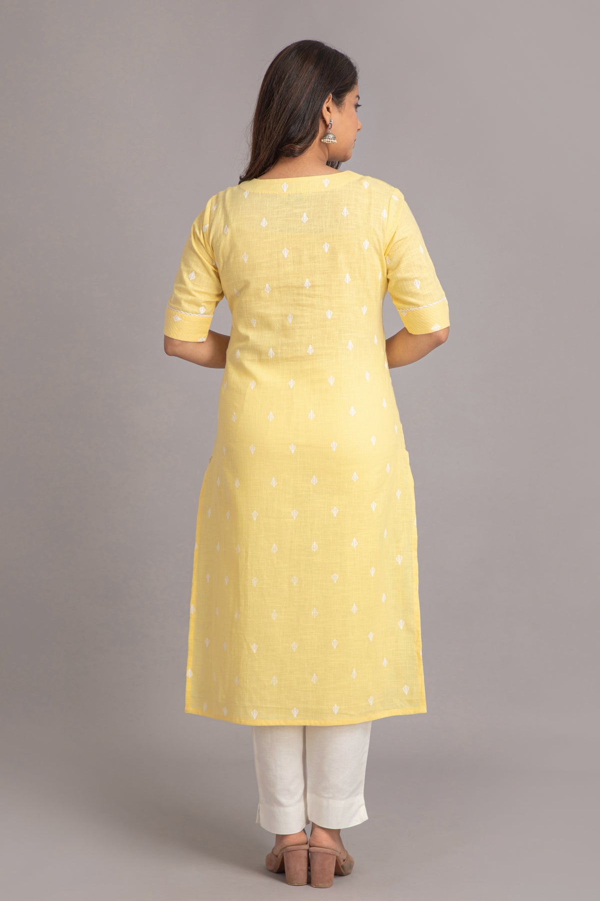 WORK WEAR PRINTED KURTI EMBELLISHED WITH EMBROIDERY & BEAD WORK