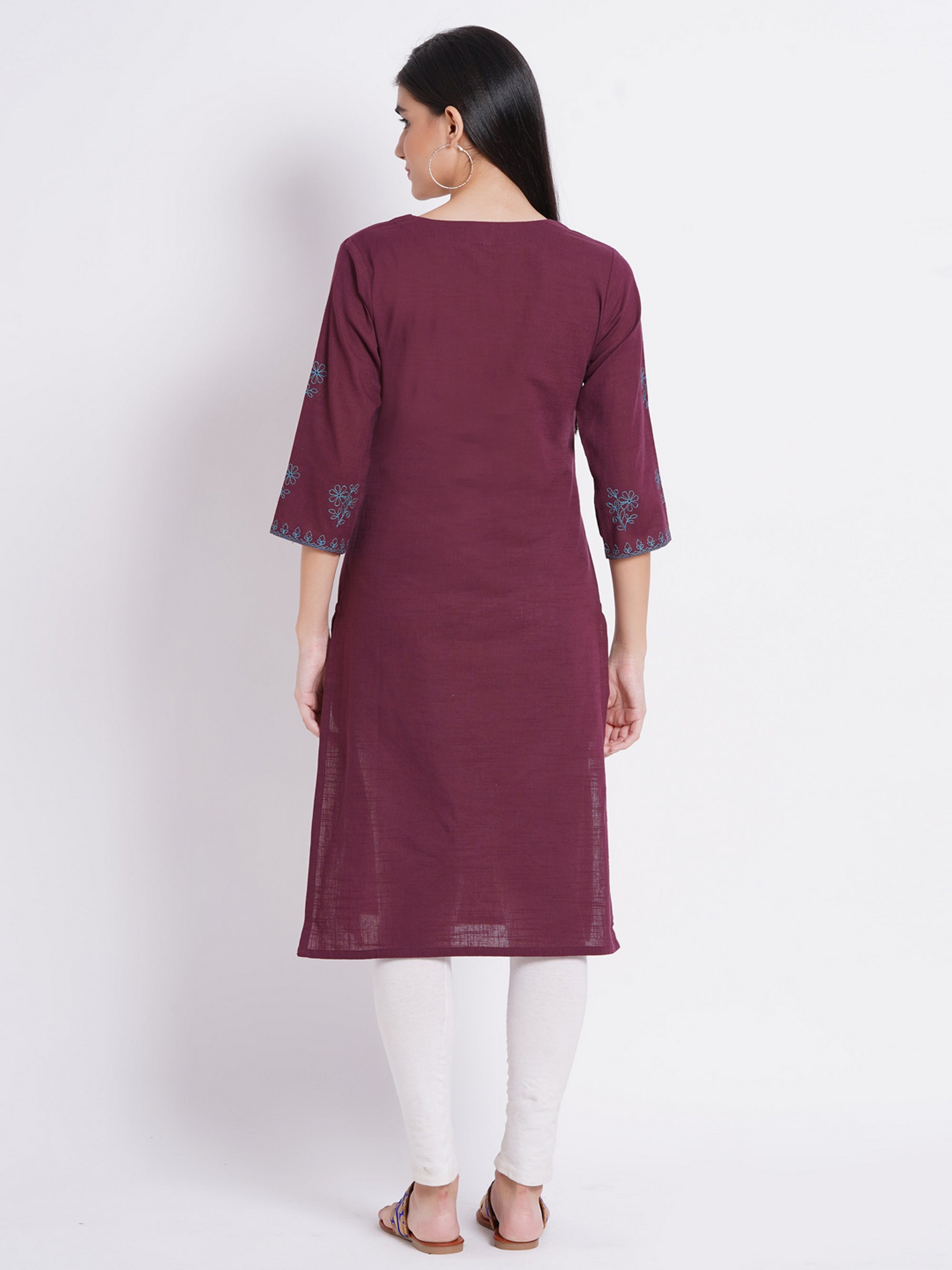 EMBROIDERED STRAIGHT LONG KURTI