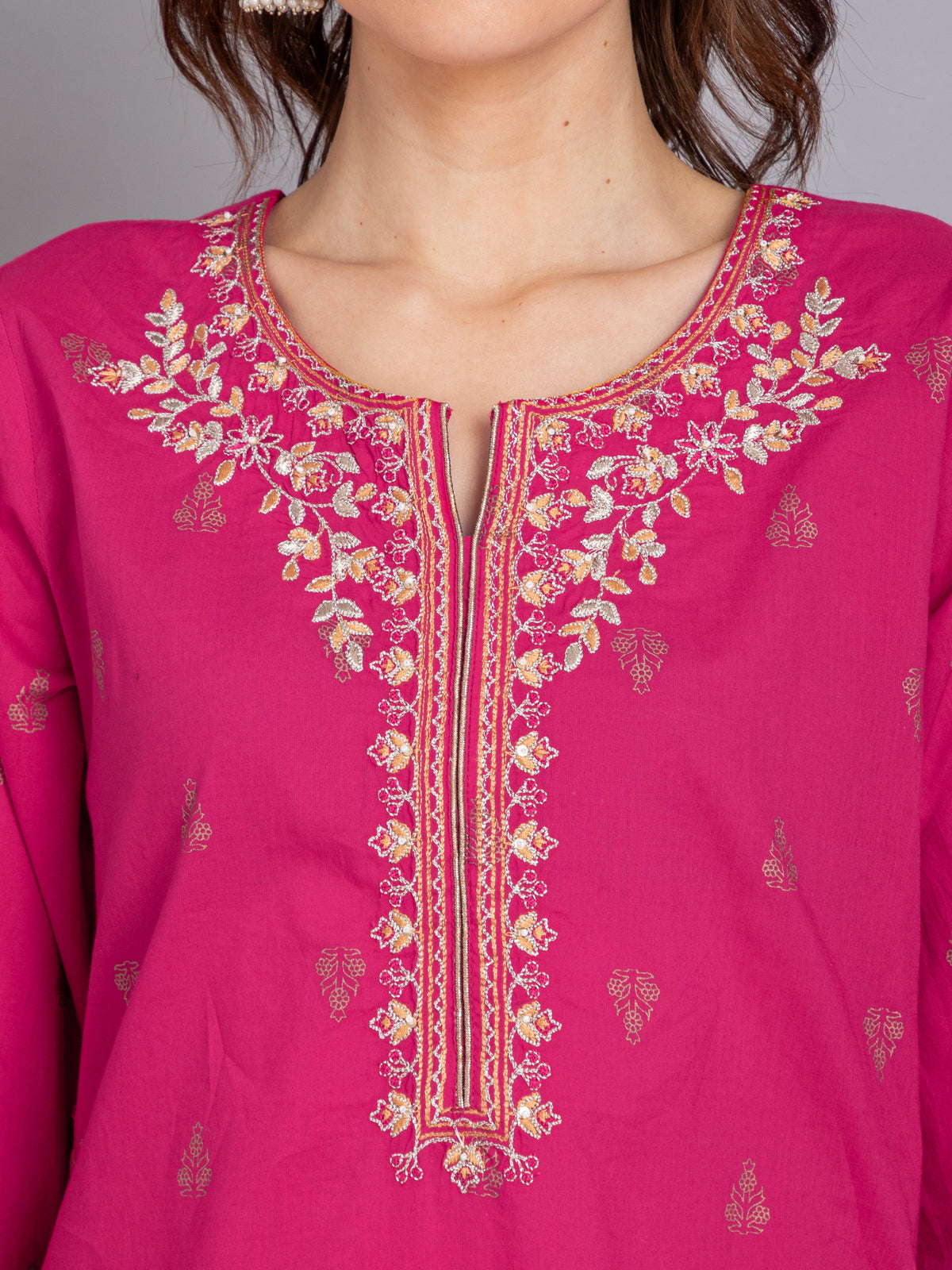 MUL COTTON GOLD PRINTED SHARARA 2 PCS KURTA SET