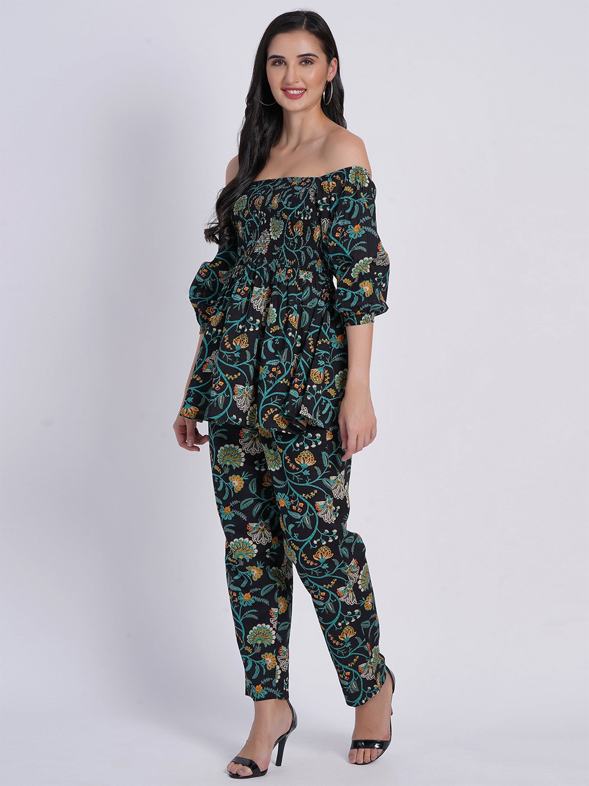 Black Co-ord Set in Mul Cotton