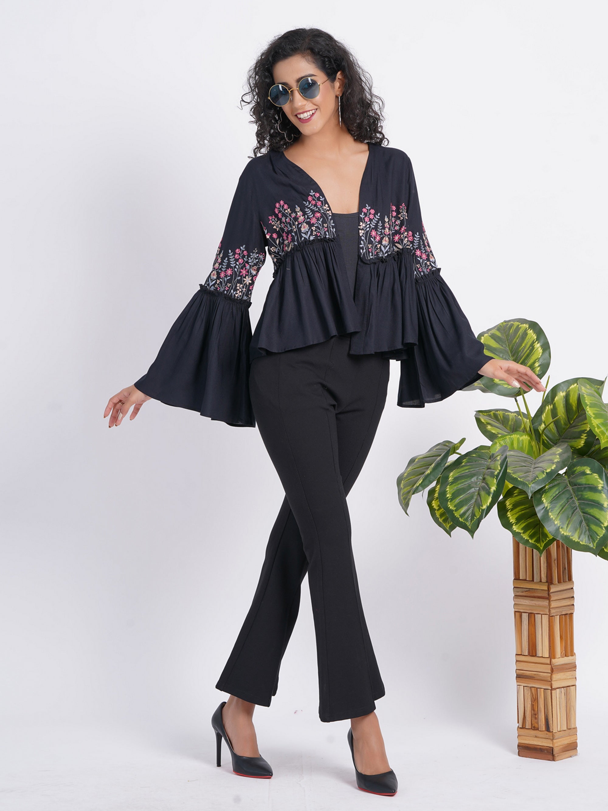 Black Shrug and Jackets in Rayon