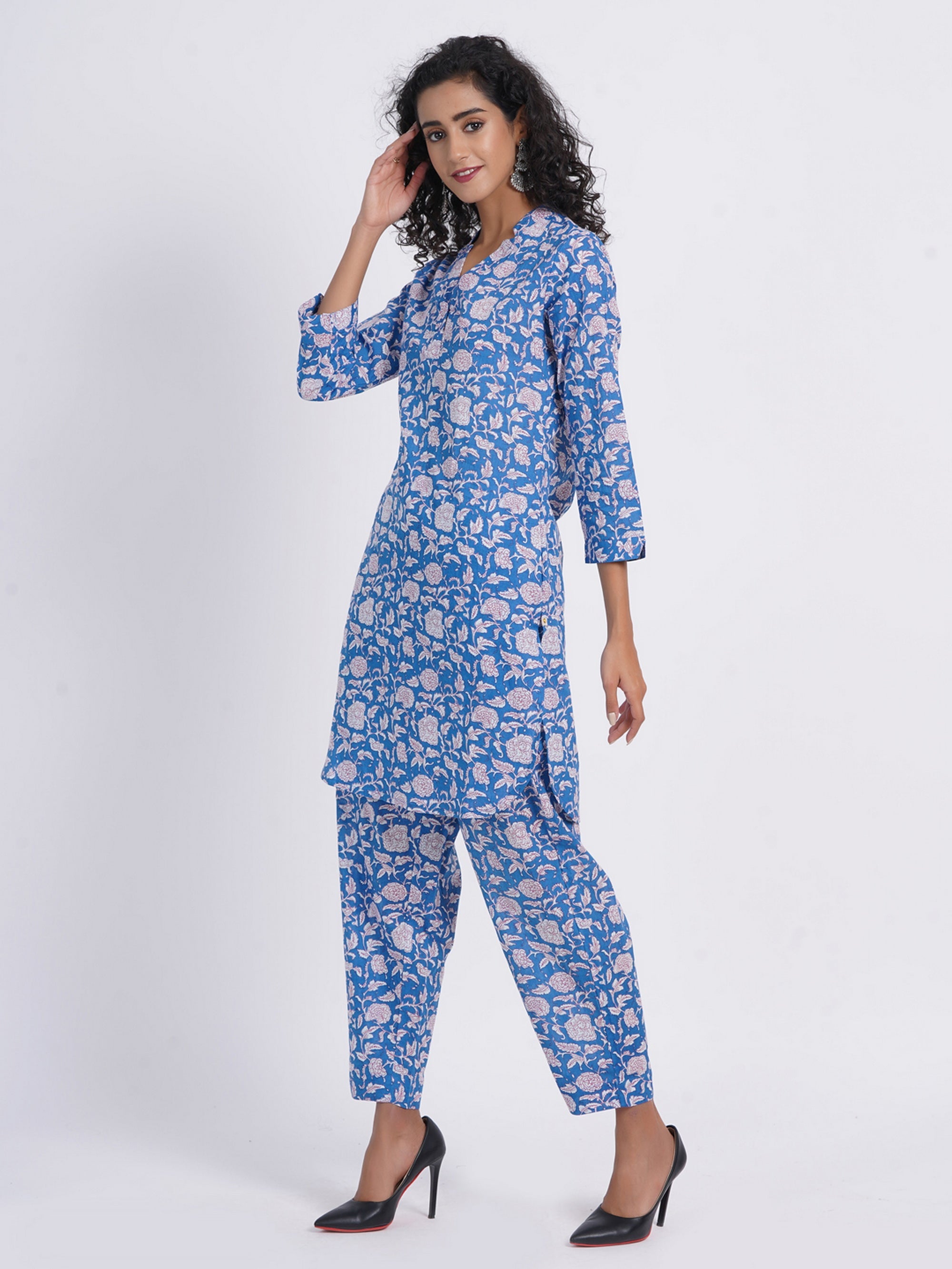 Denim Blue Co-ord Set in Mul Cotton