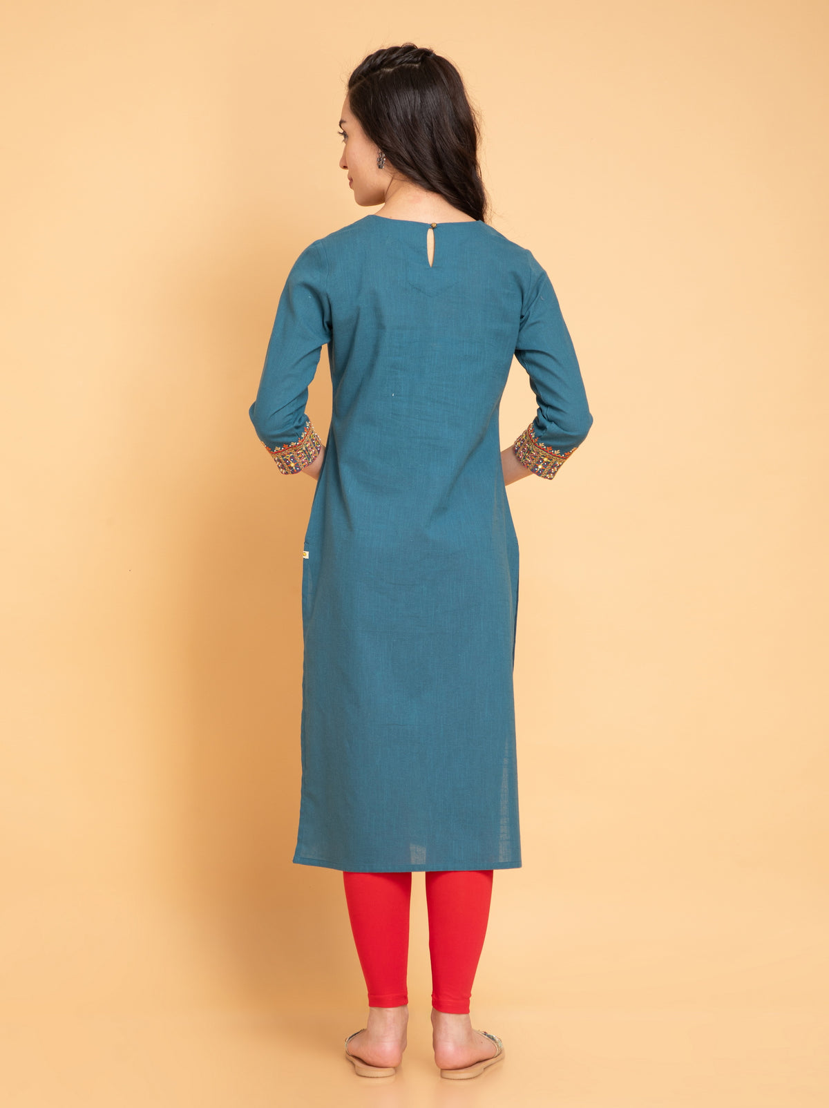 KACHCHH STYLE COLORFUL EMBROIDERY STRAIGHT LONG KURTI