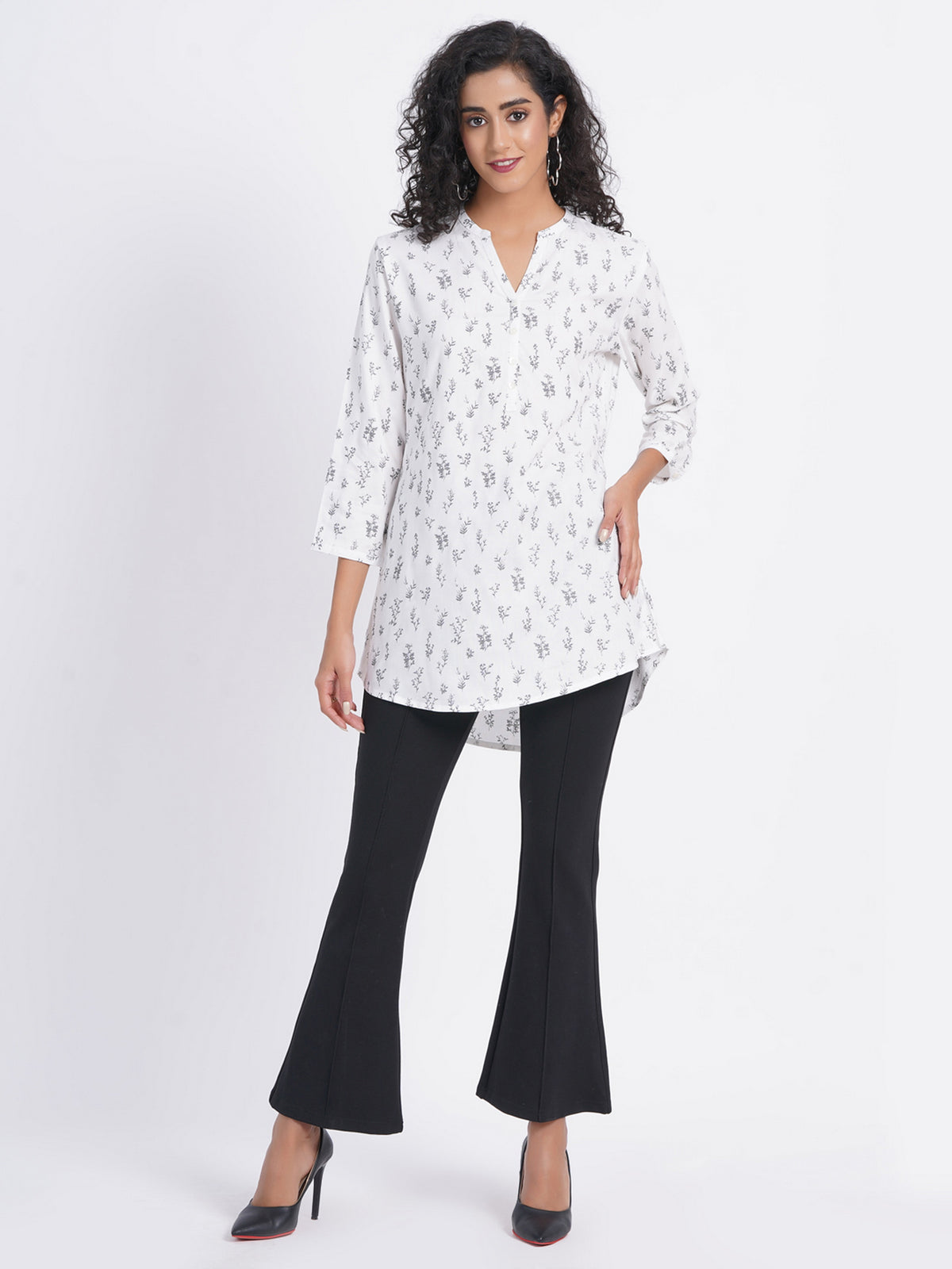 PRINTED HIGH-LOW TOP