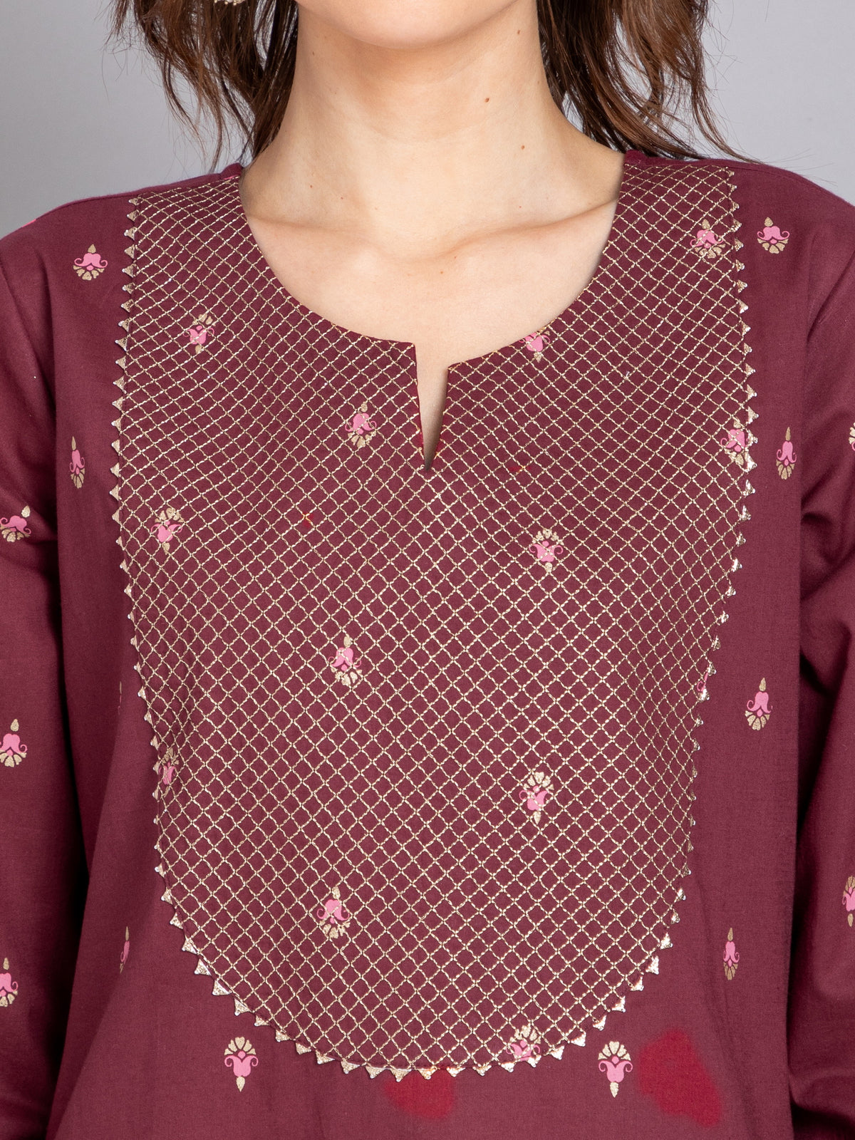 2Pc Printed Sharara Set Embellished With Embroidery & Dori Latkan
