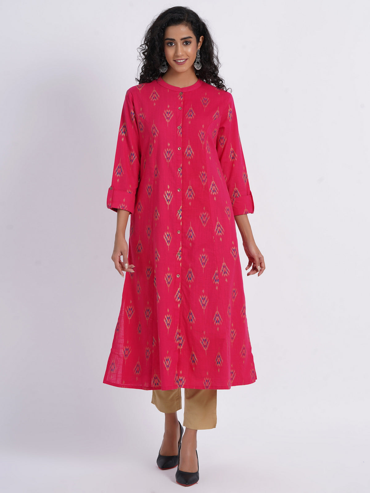 EKAT GOLD PRINTED A-LINE LONG KURTI