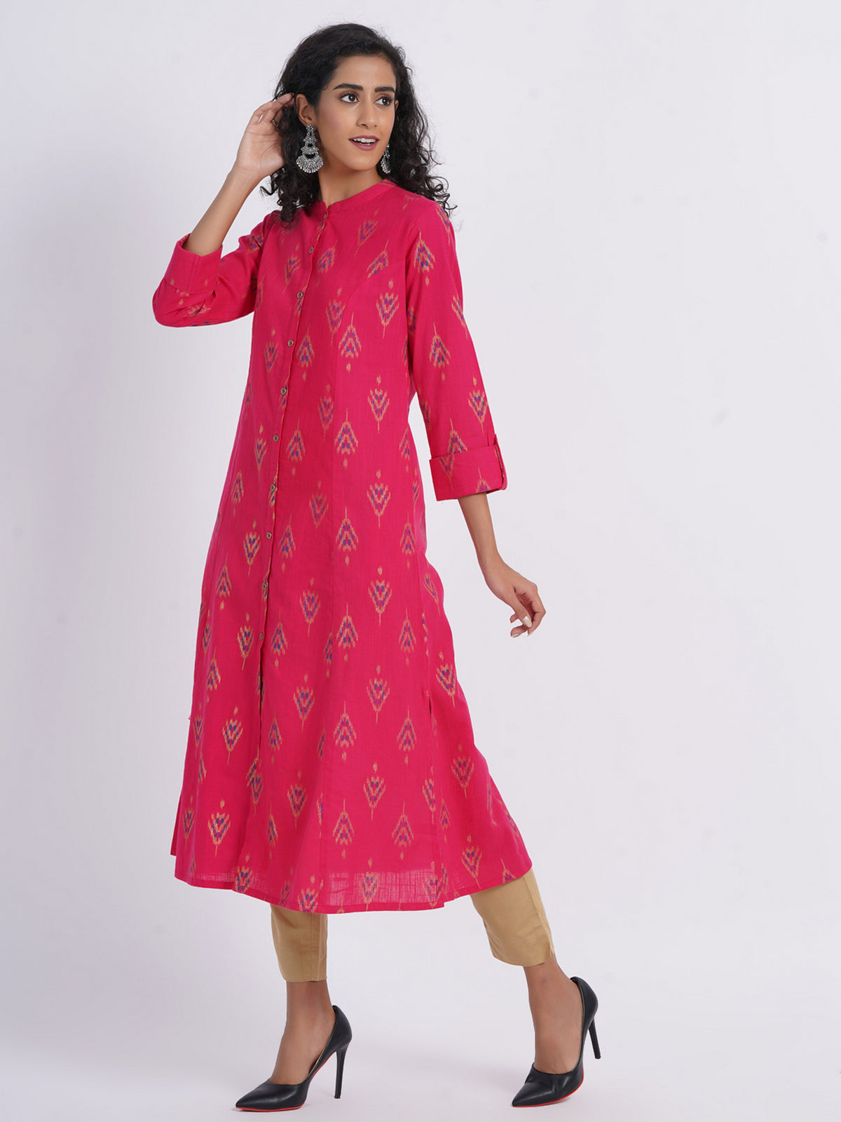 EKAT GOLD PRINTED A-LINE LONG KURTI