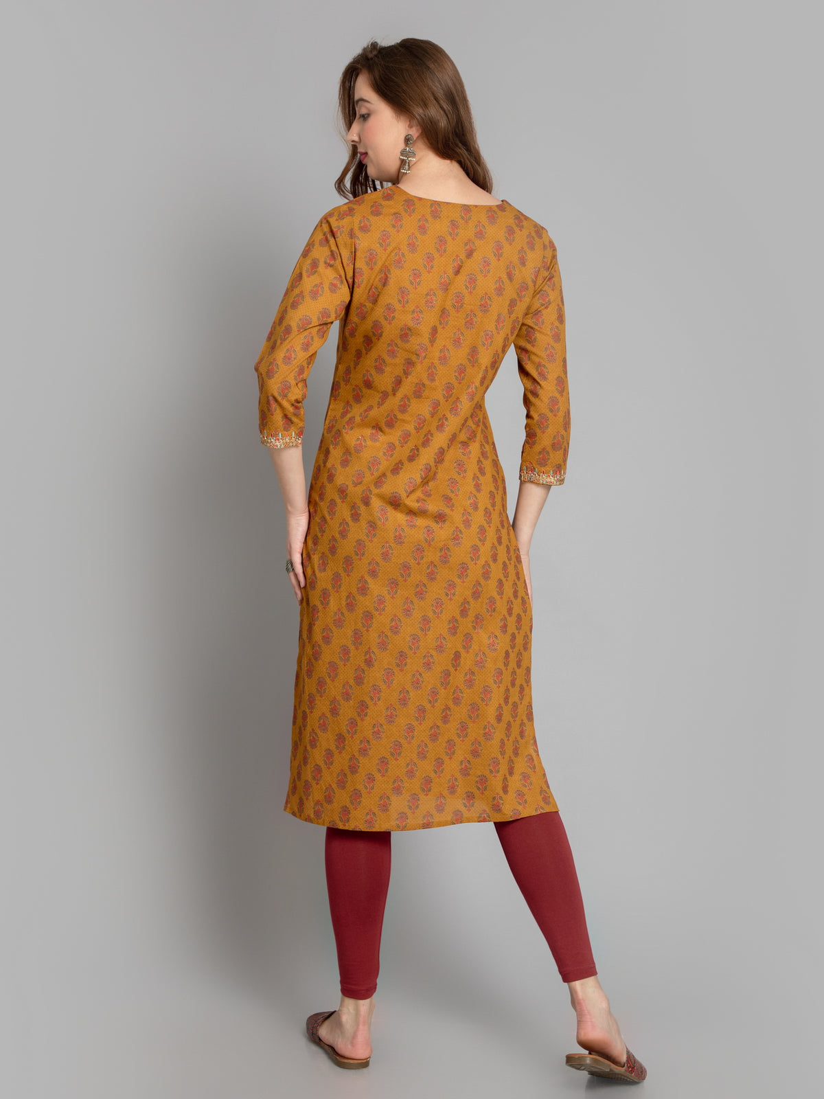 Mul-Cotton Printed Kurta Embellished With Delicate Emb.