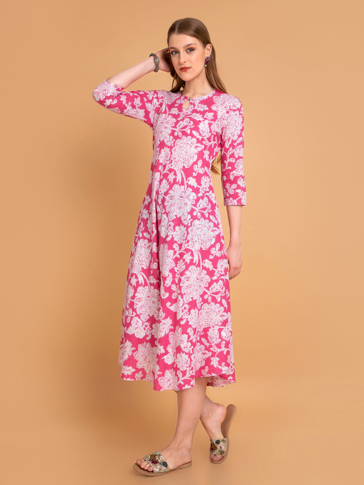 Floral Print Bias-Cut Long Dress