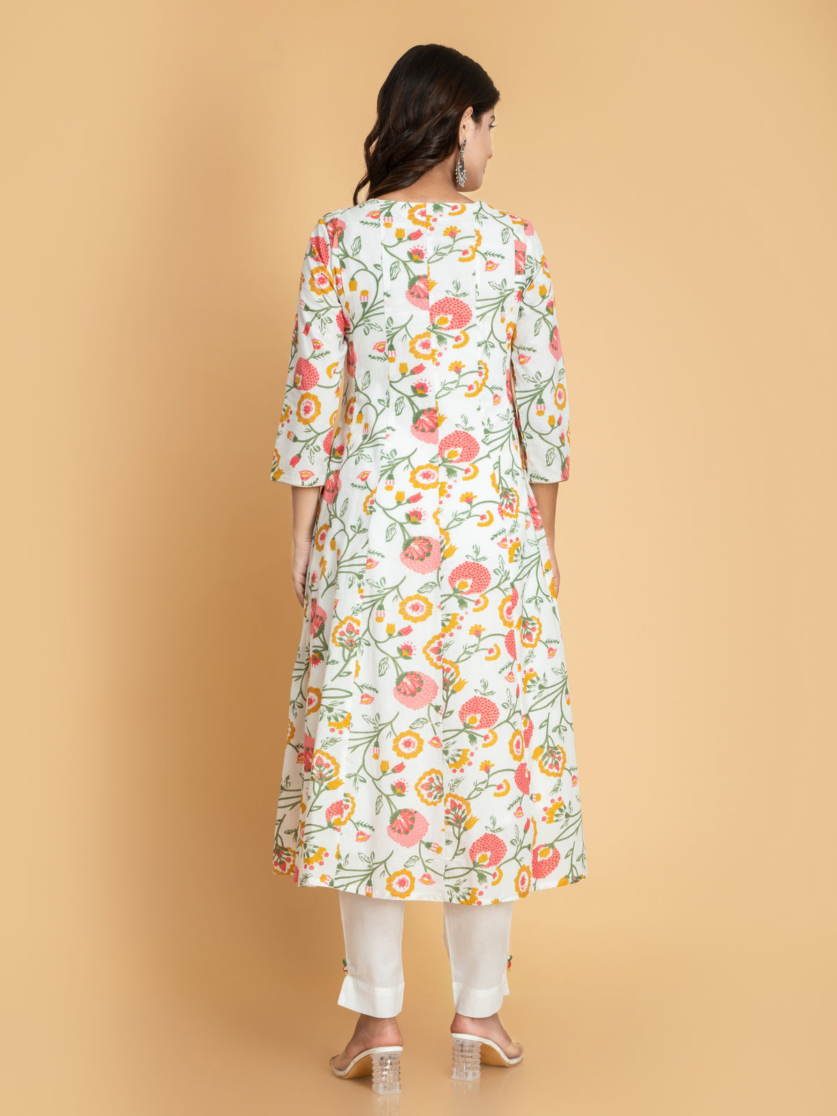 MUL-COTTON PRINTED ANARKALI 3PCS SET