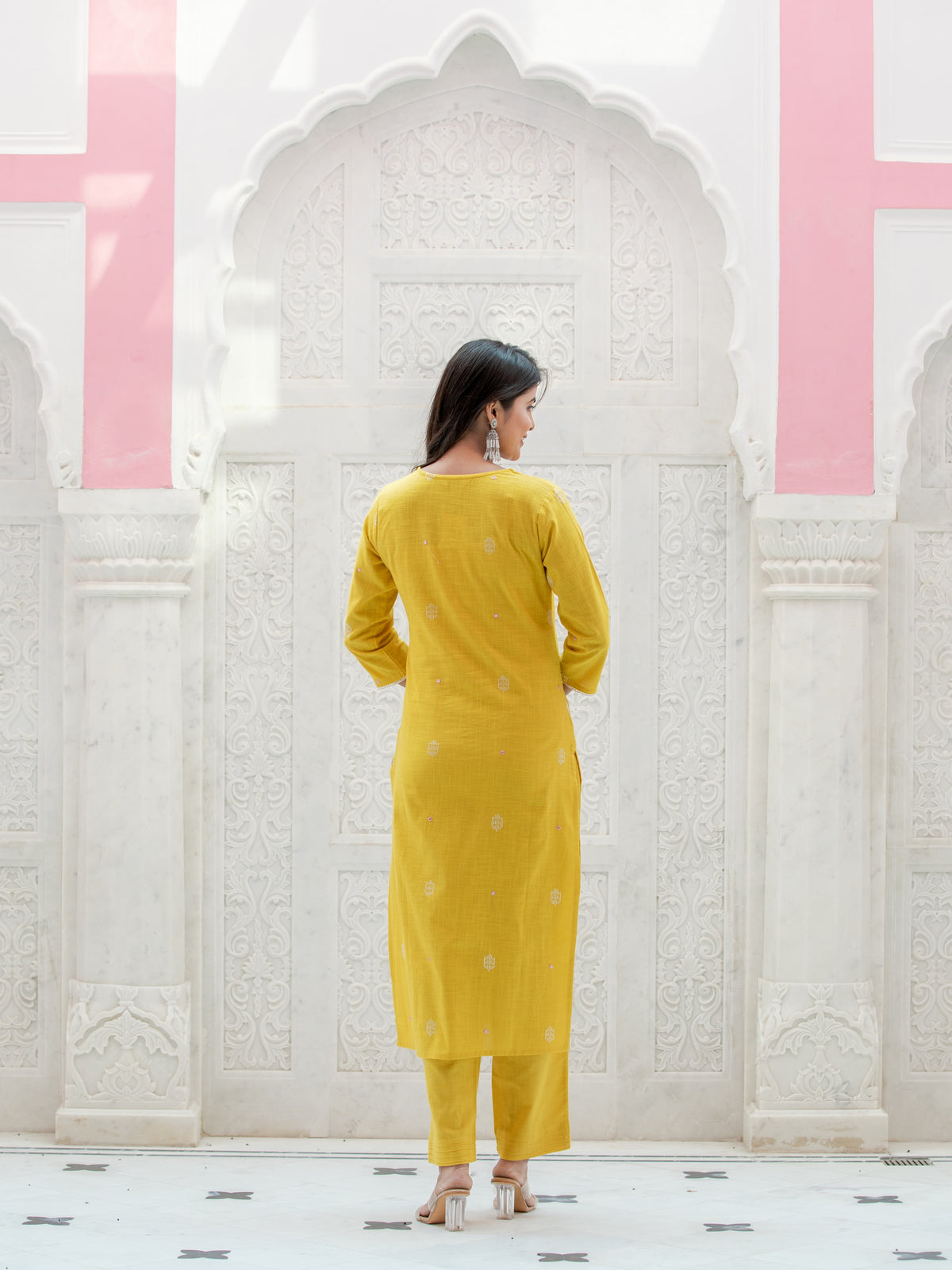 3PC MIRROR WORK EMBROIDERED KURTA PANT SET