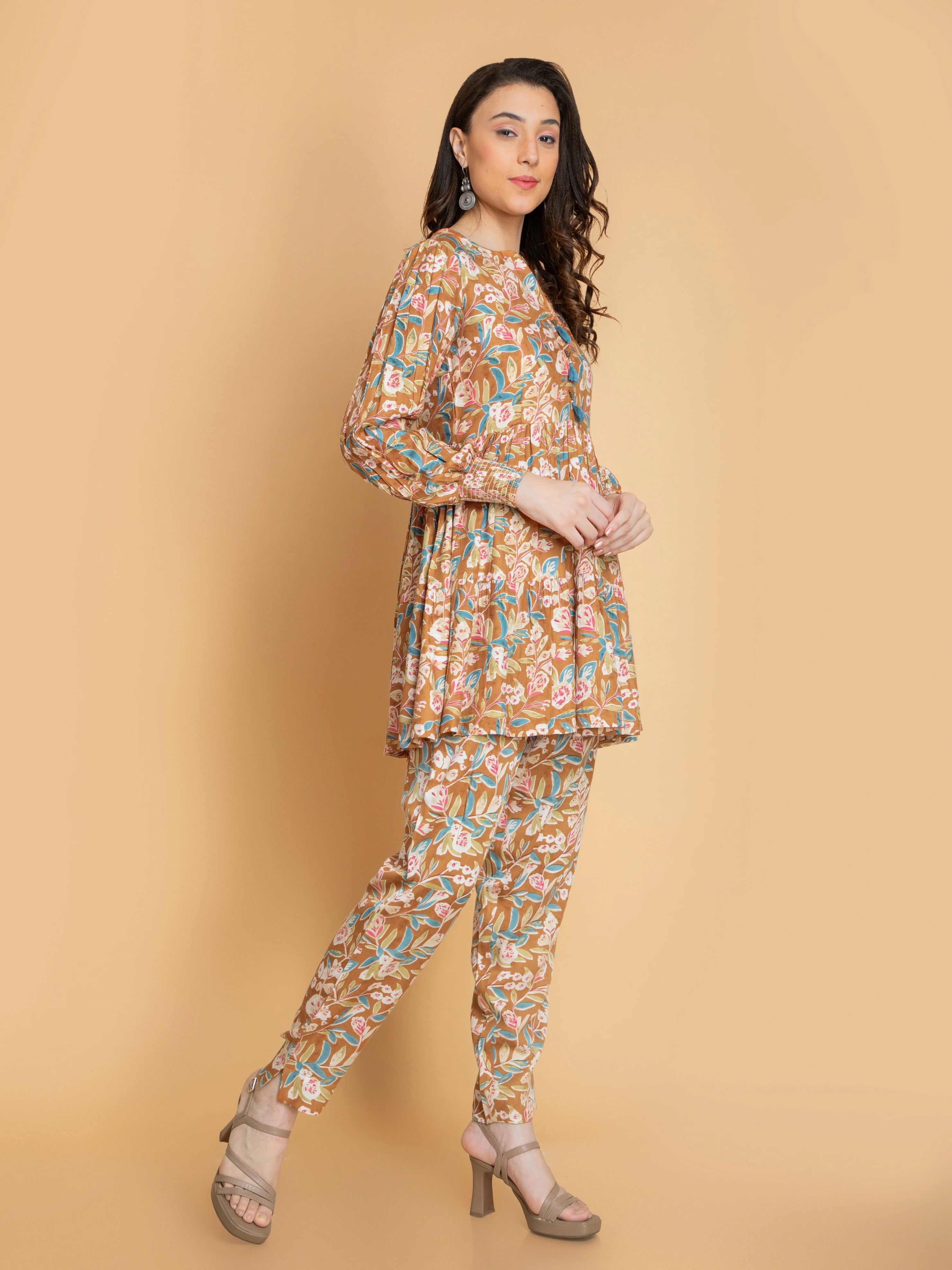 Women Rust FASHION WEAR CO-ORD SET WITH STONE EMBELLISHMENT