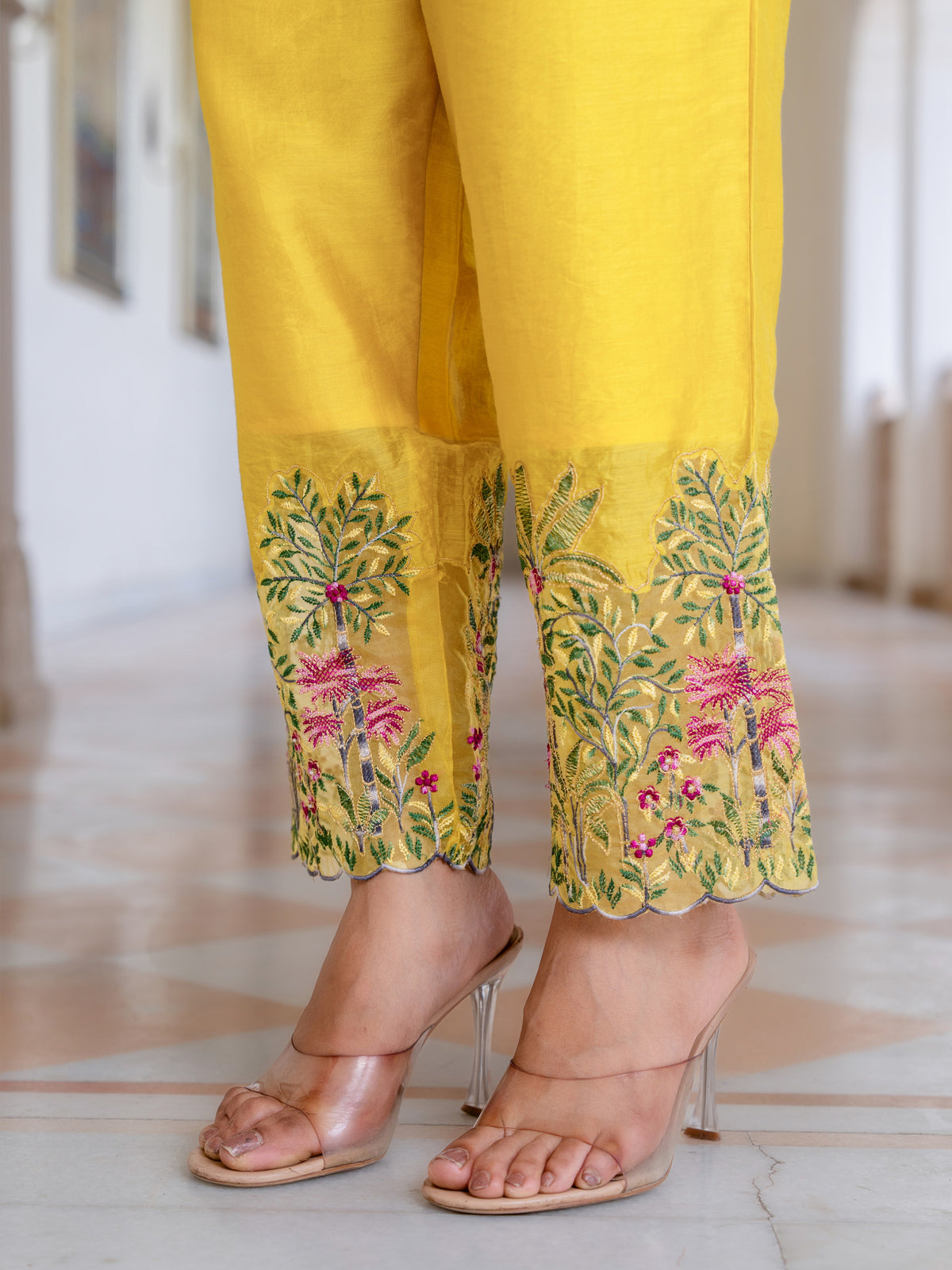 CHANDERI SILK CHIKANKARI EMBROIDERED FASHION CO-ORD SET