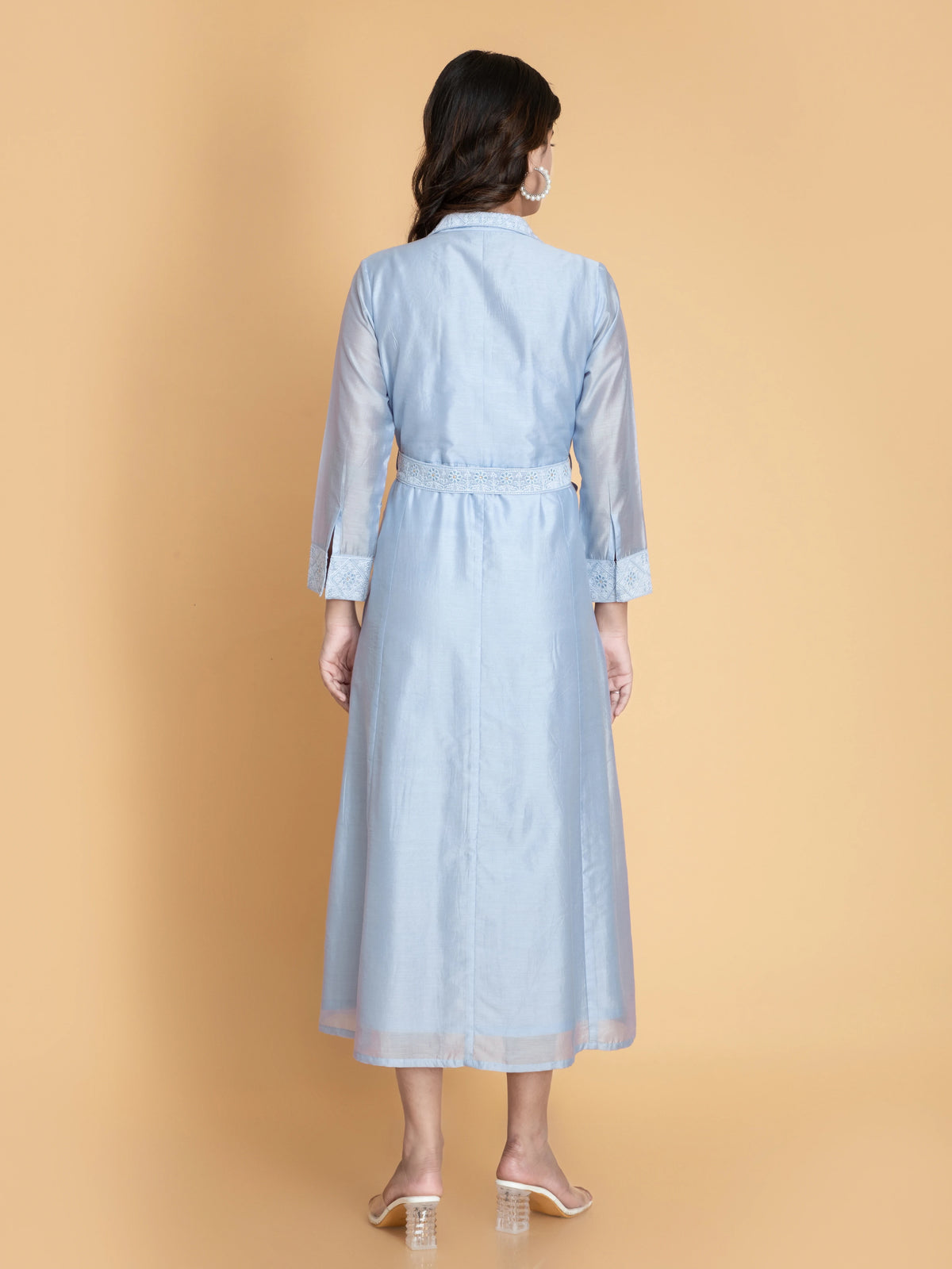 SUTI WOMEN CHIKANKARI EMBROIDERED FUSION CHANDERI DRESS