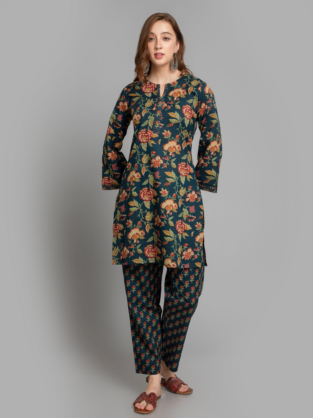 MUL COTTON BAGRU COLOR PRINT 2 PC CO-ORD SET