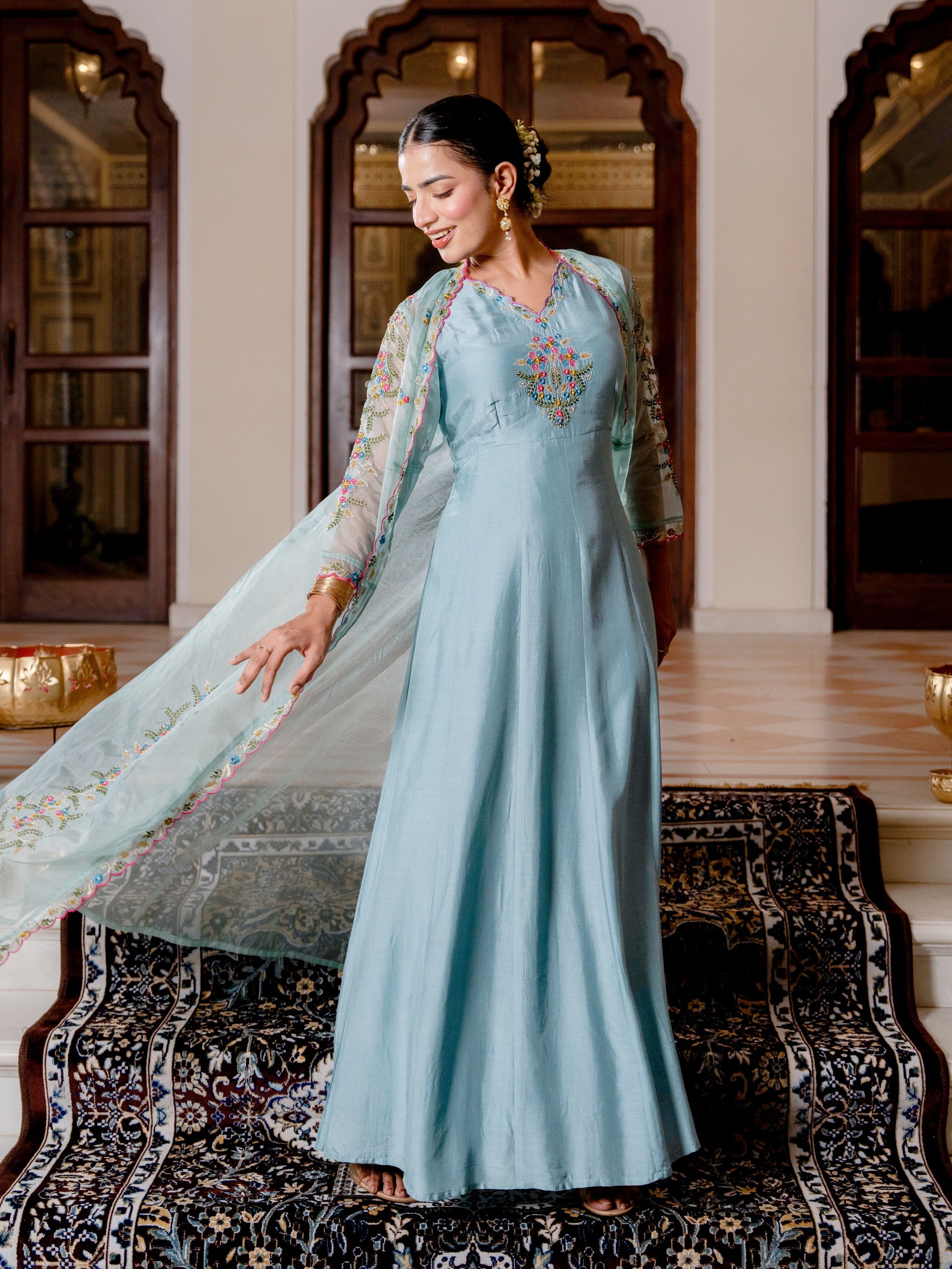 Angel Blue 2 Pcs Kurta Set in Muslin