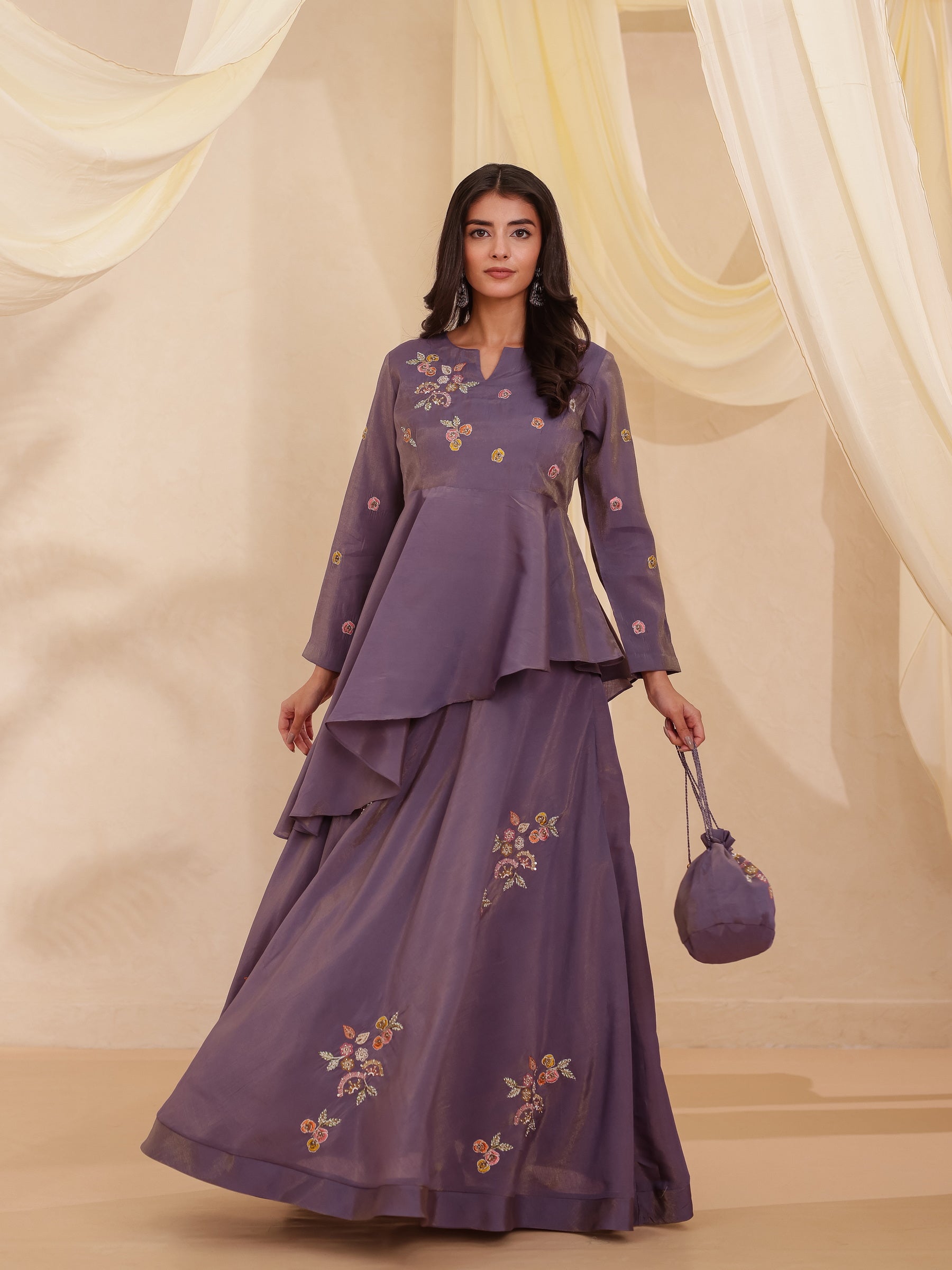 2 pcs fusion set with intricate embroidery and adda work