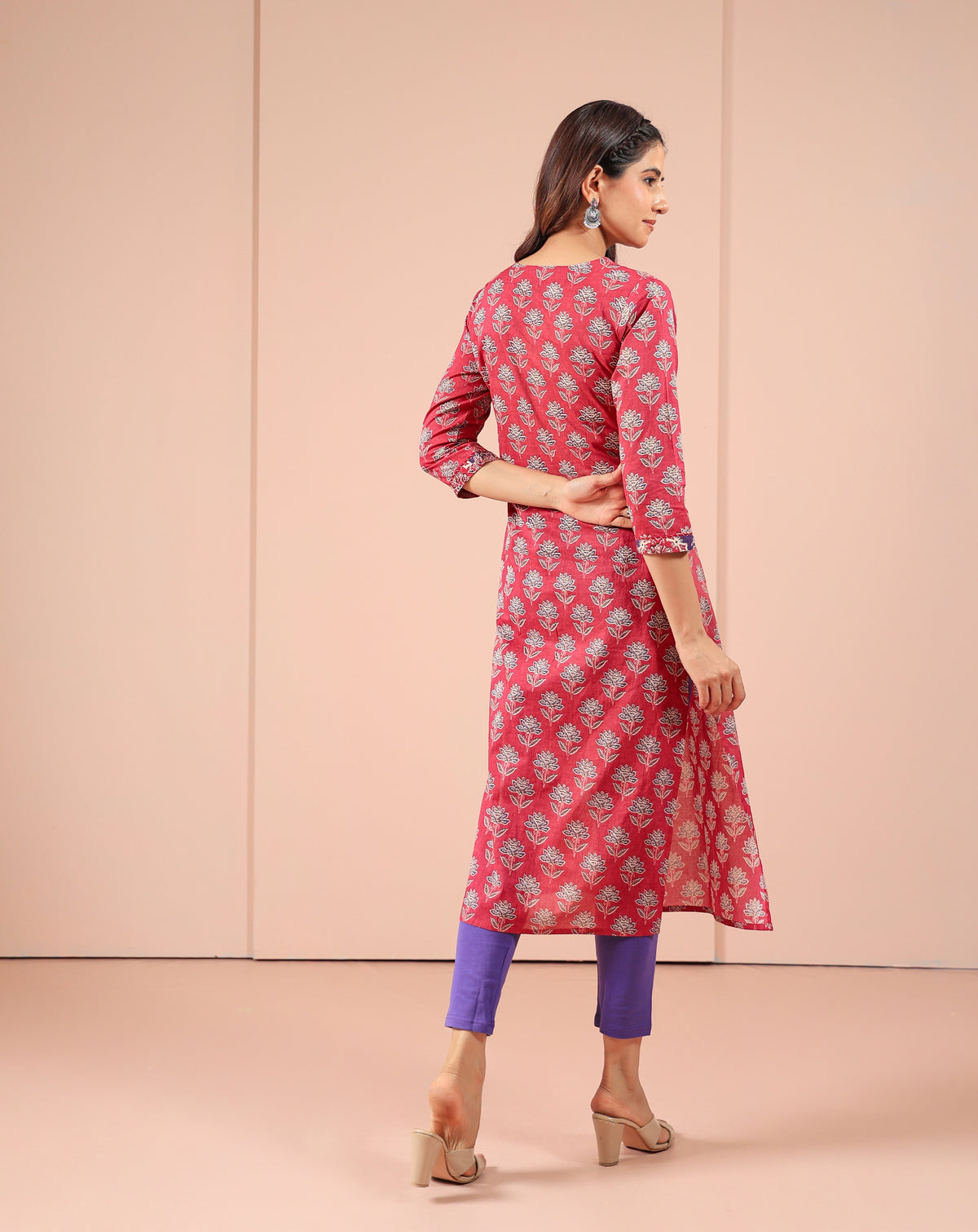 MUL COTTON AJRAK PRINTED KURTI EMBELLISHED WITH ADDA WORK DETAILS