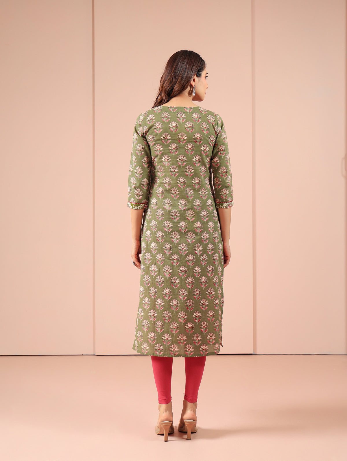 MUL COTTON AJRAK PRINTED KURTI EMBELLISHED WITH ADDA WORK DETAILS