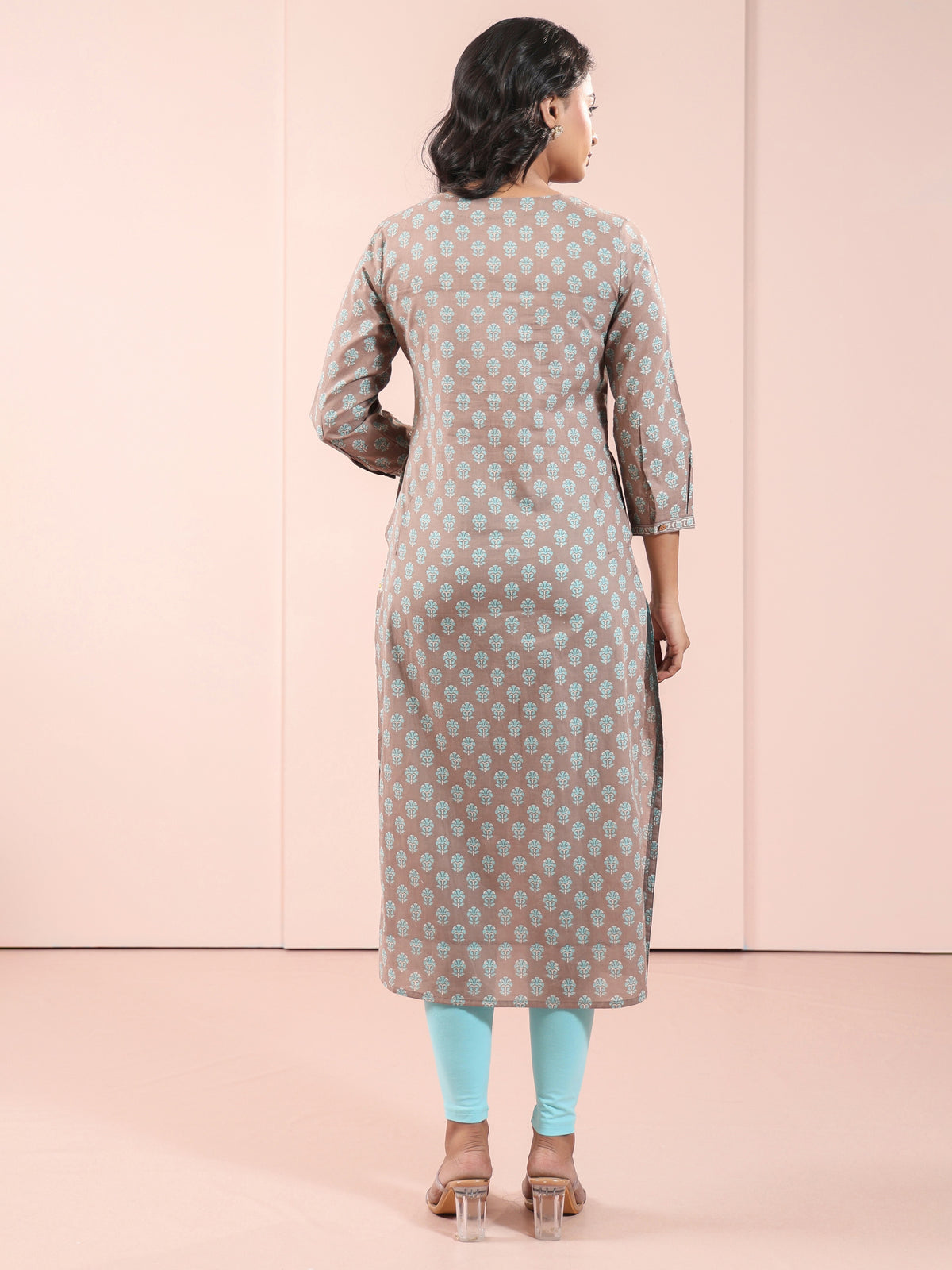 MUL COTTON BAGRU PRINTED KURTI EMBELLISHED WITH HAND CRAFT DETAILS