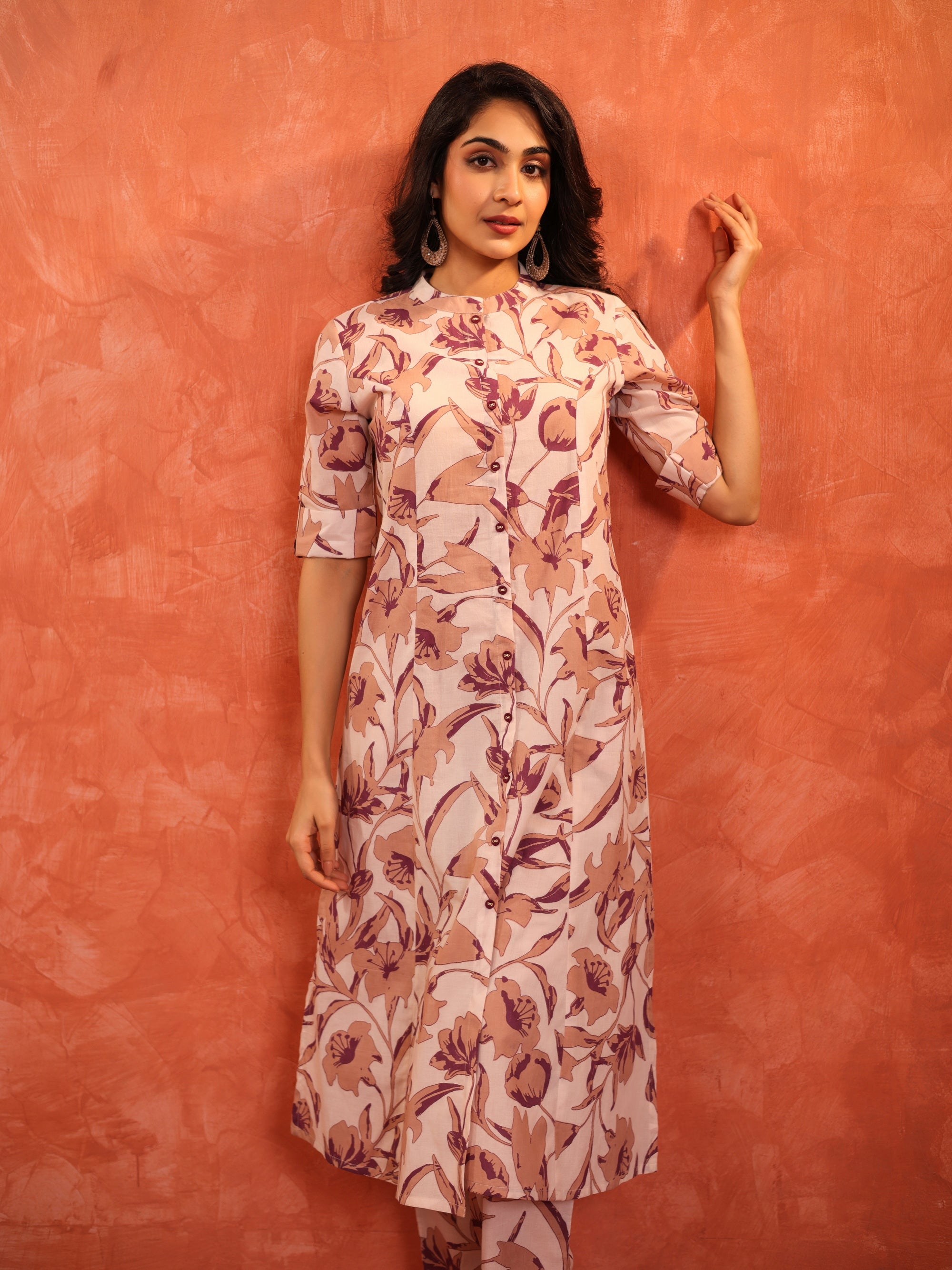 Argyle Purple 2 Pcs Kurta Set in Cotton Slub