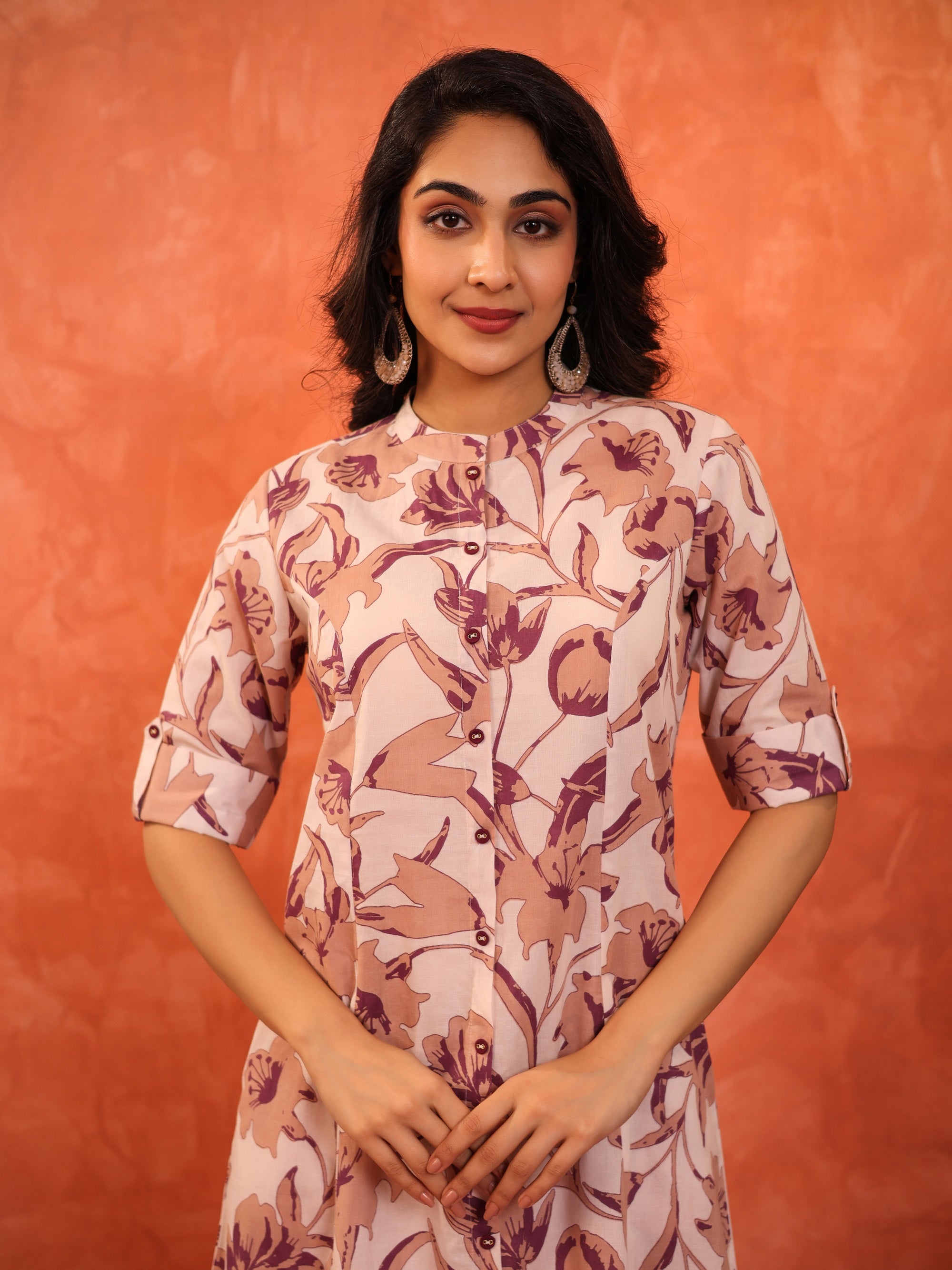 Argyle Purple 2 Pcs Kurta Set in Cotton Slub