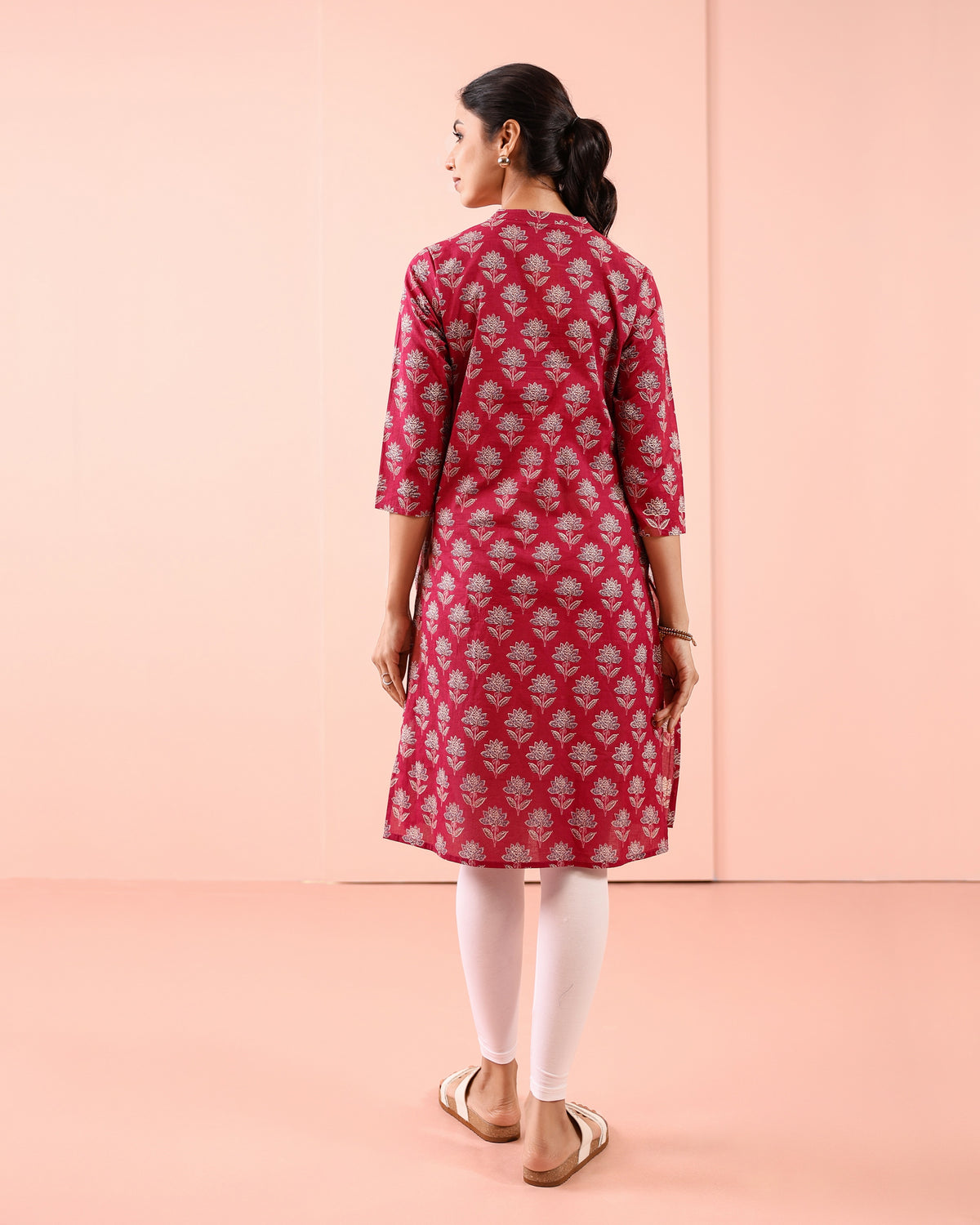 Purple Pink Printed Kurta with Mull Cotton