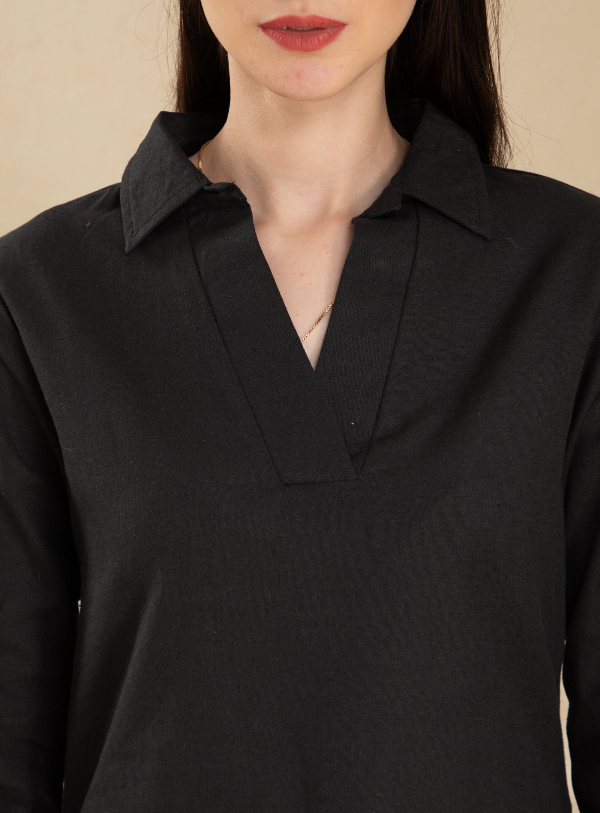 Jet Black Top in Cotton Flex