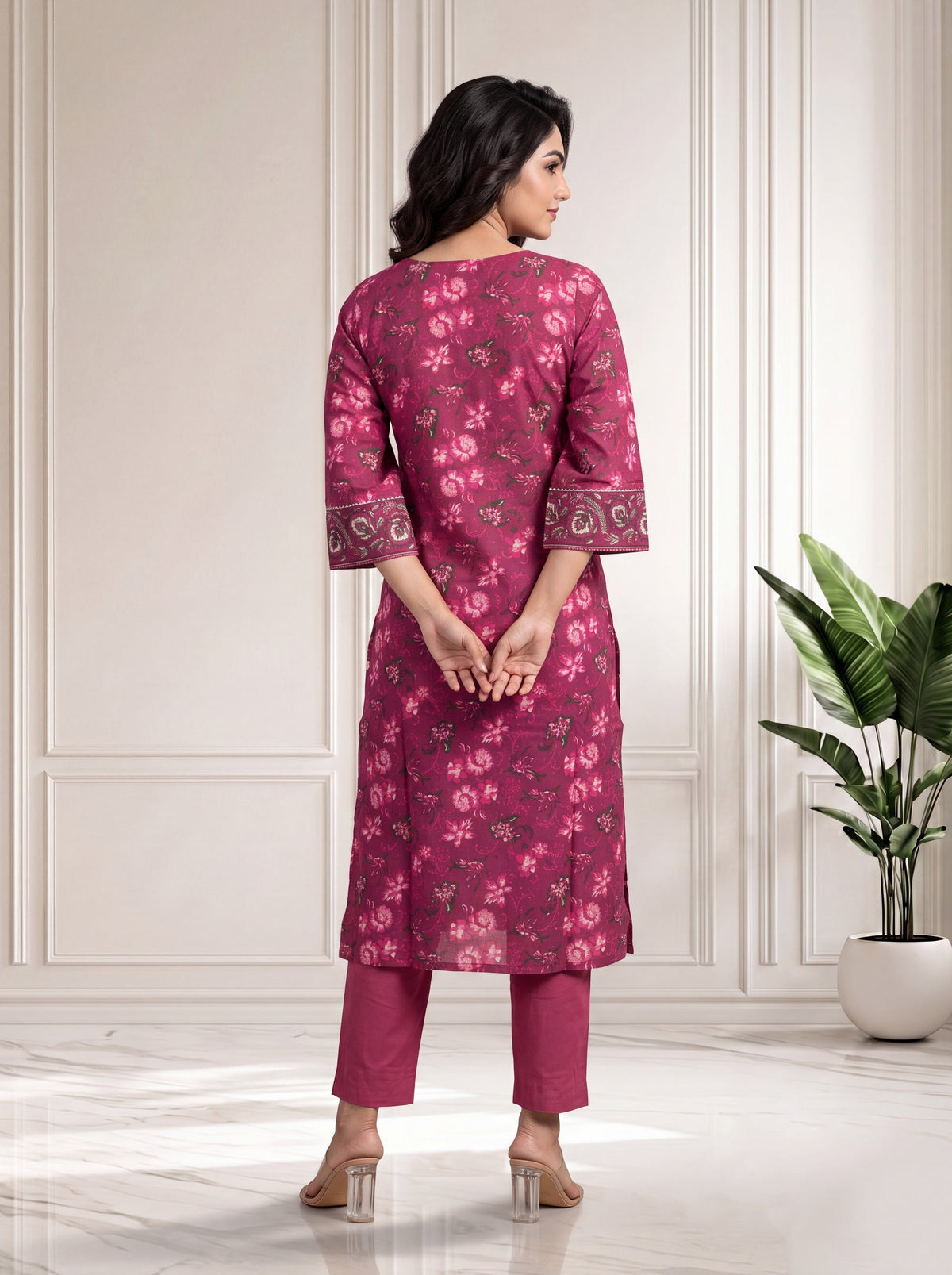 Red Bud Kurti in Cotton Dobby