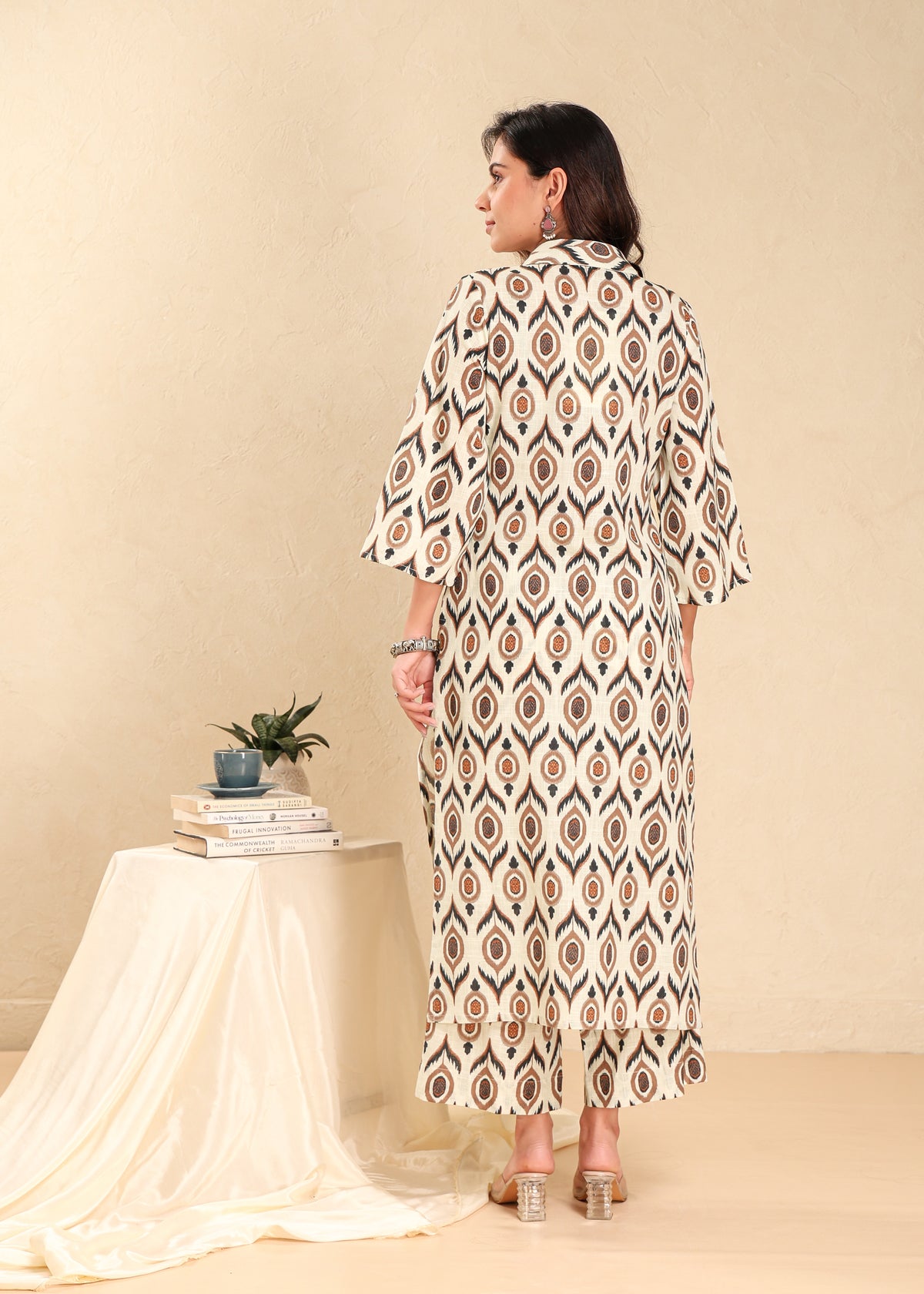 Cotton Slub Ikkat Print Kurta