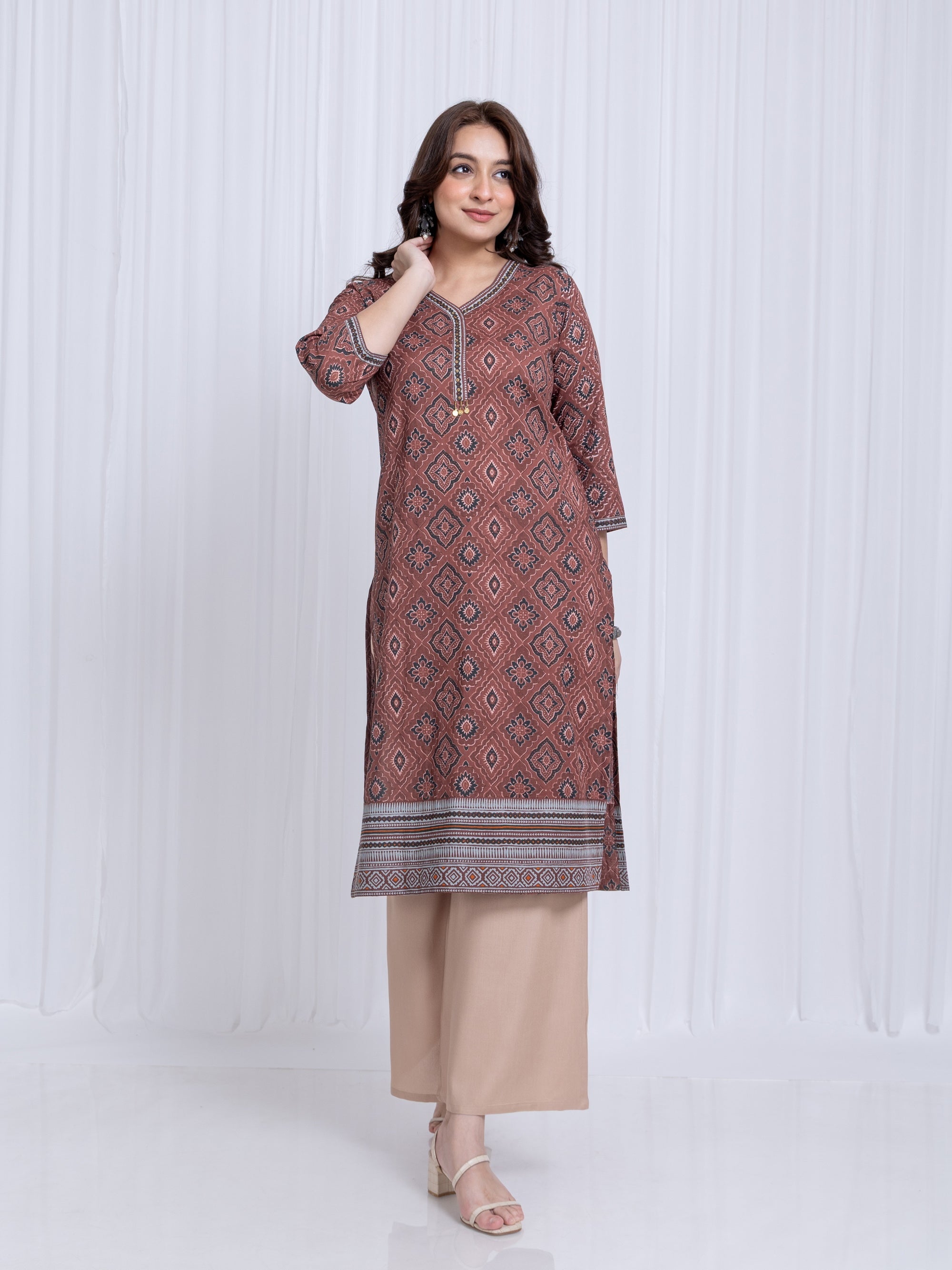 Oxblood Red Kurti in Mul Cotton