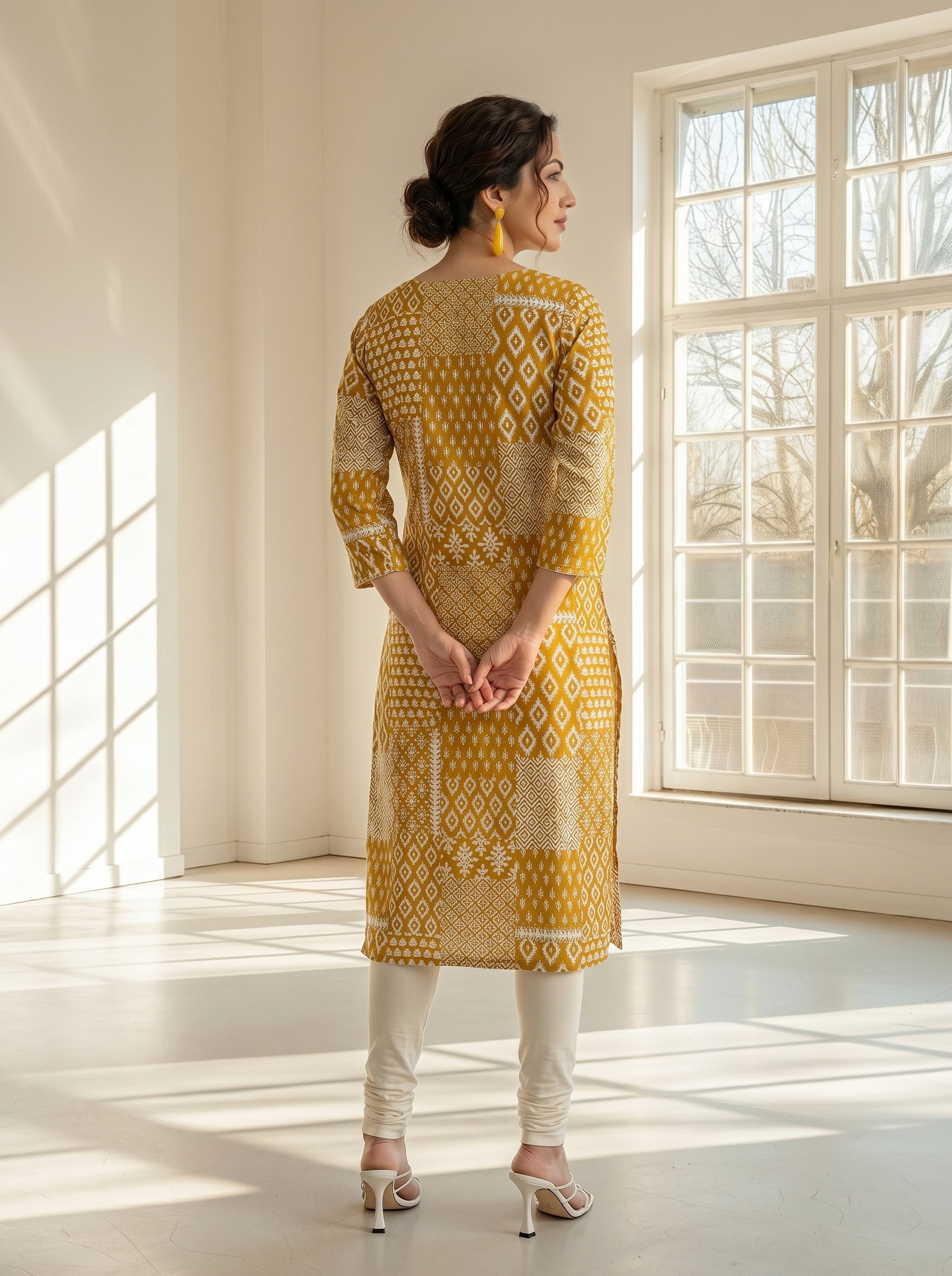 Yam Knee Length Kurti in Rayon