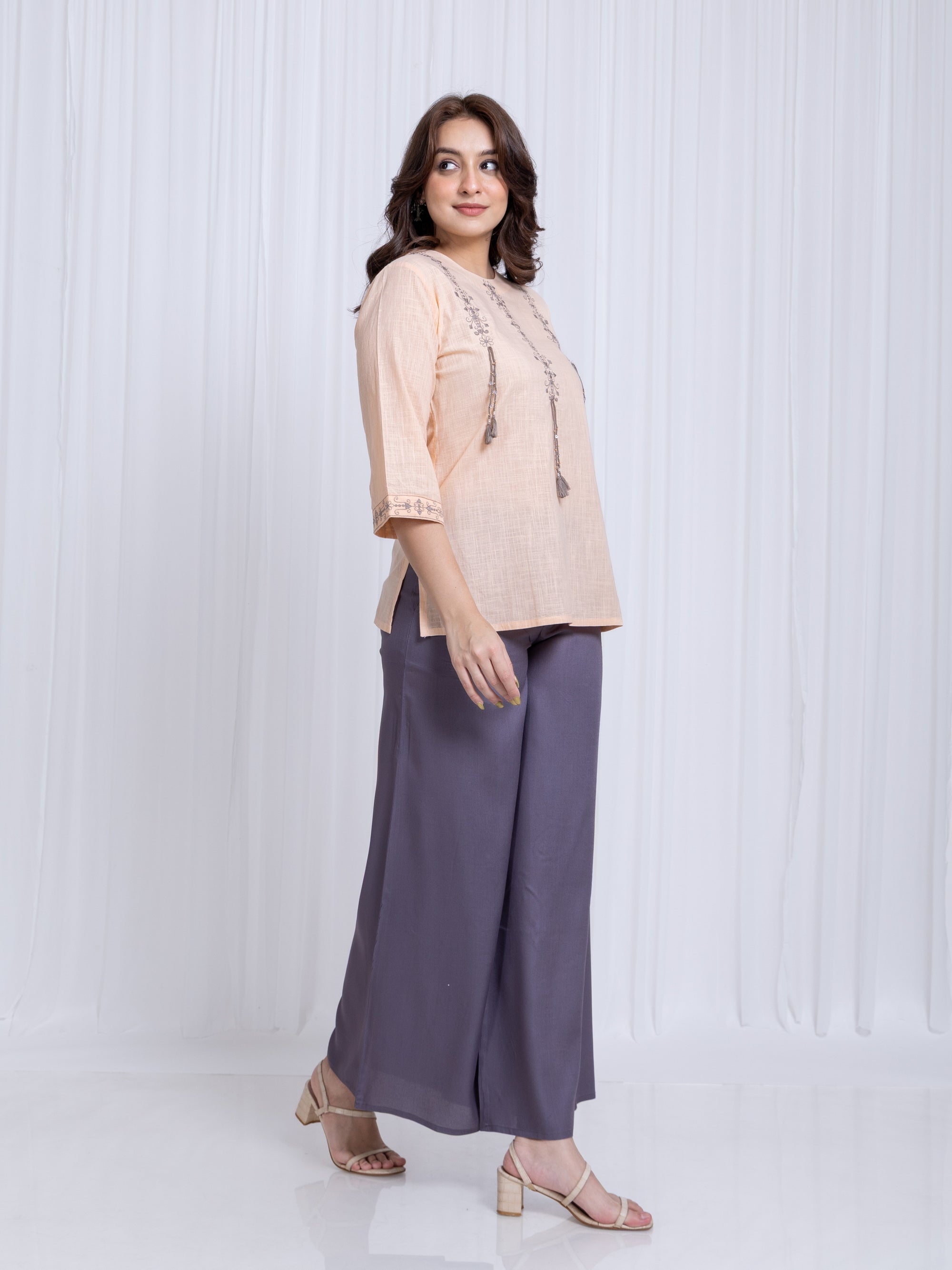 Impatiens Pink Short Kurti in Cotton Slub