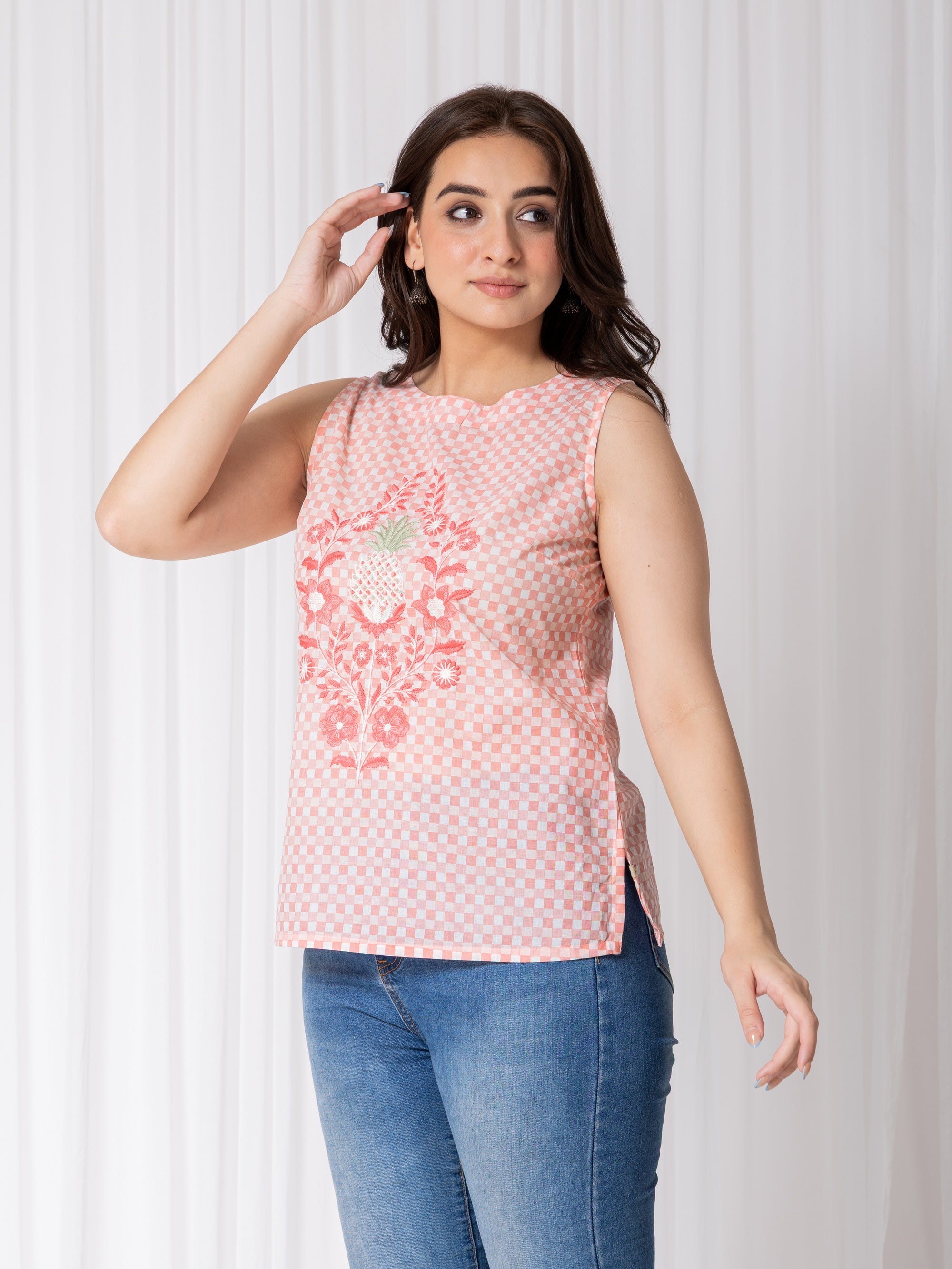 Pink Stripe Top in Mul Cotton