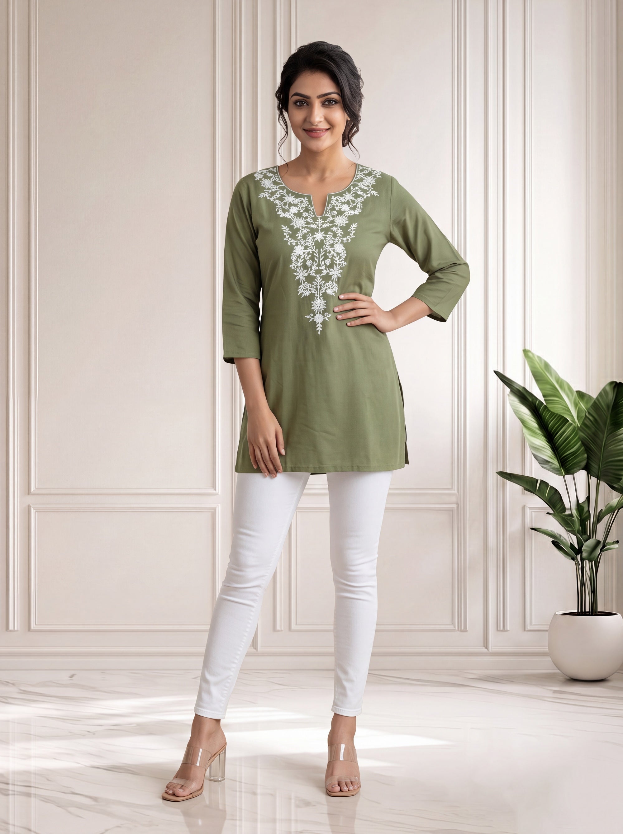 Olive Top in Rayon