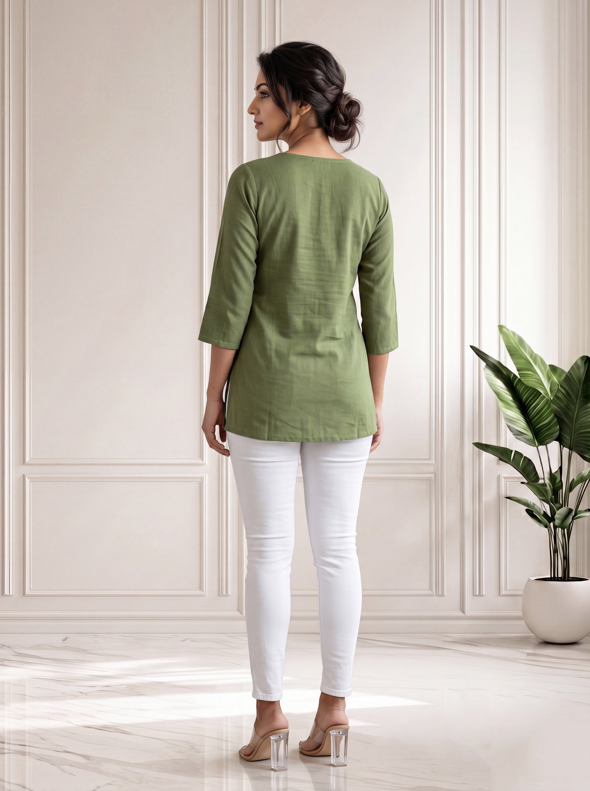 Olive Top in Rayon
