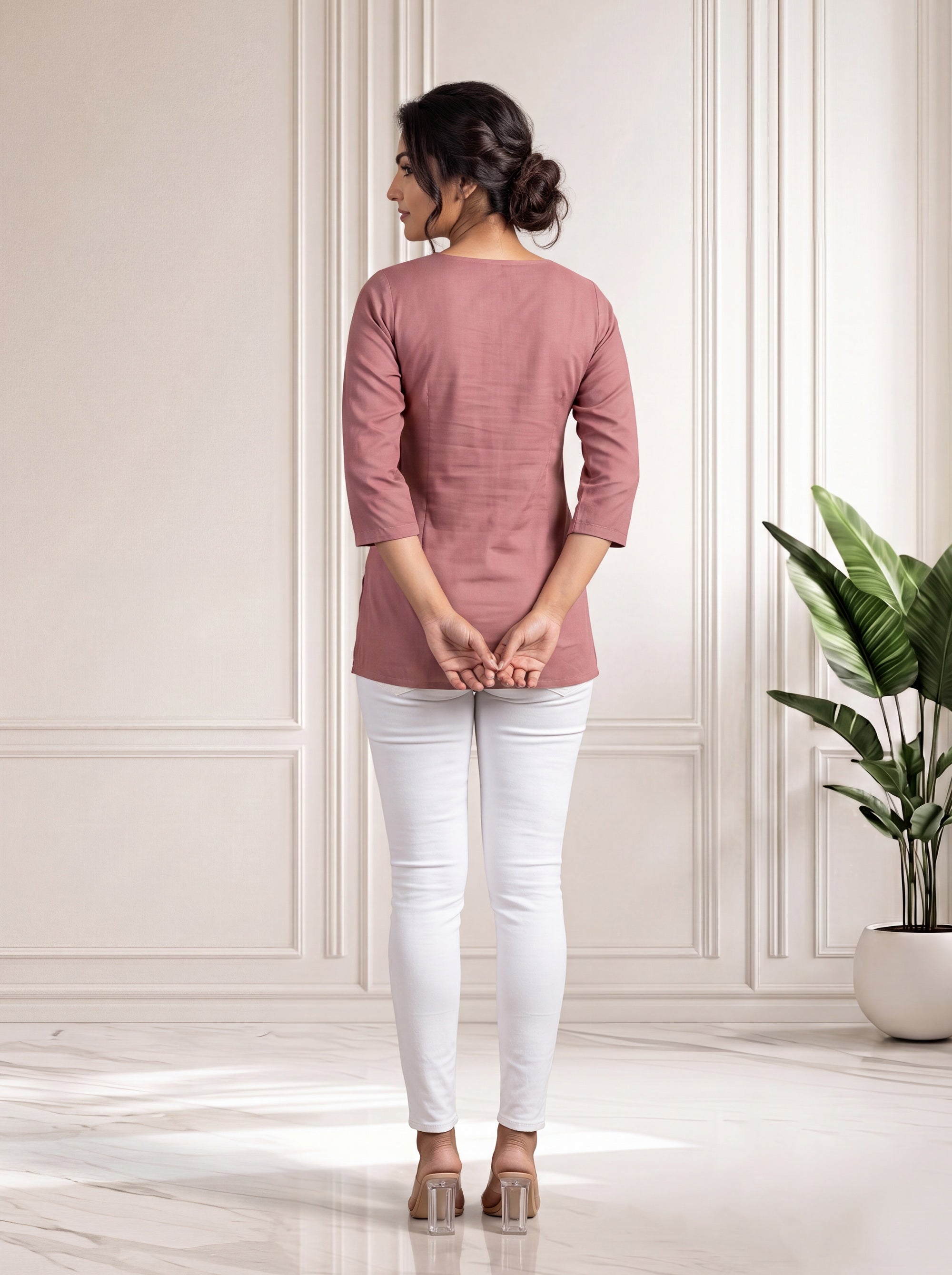 Rose Brown Top in Rayon