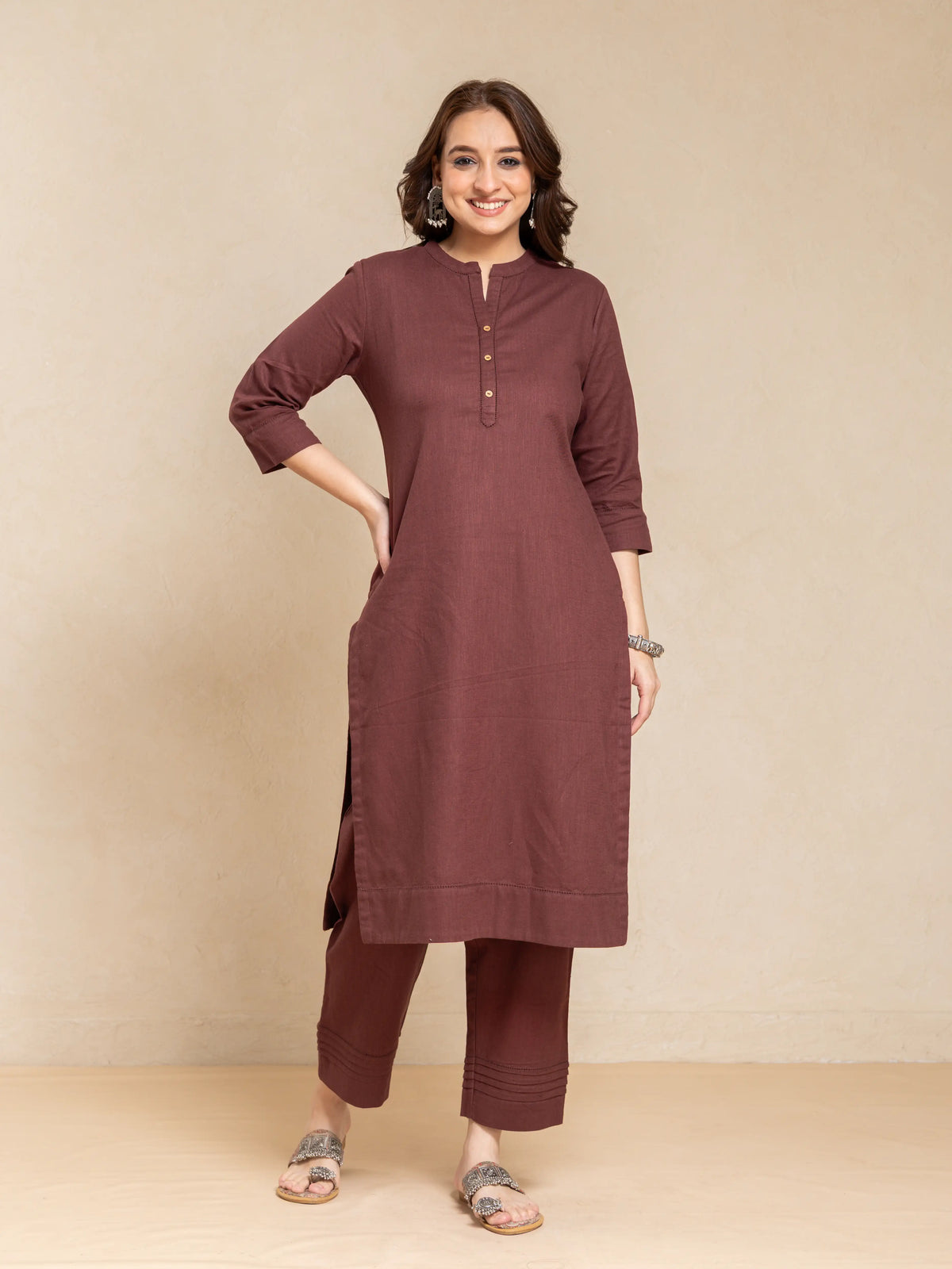 LINEN 2PC KURTA SET DETAILED WITH FAGGOTING