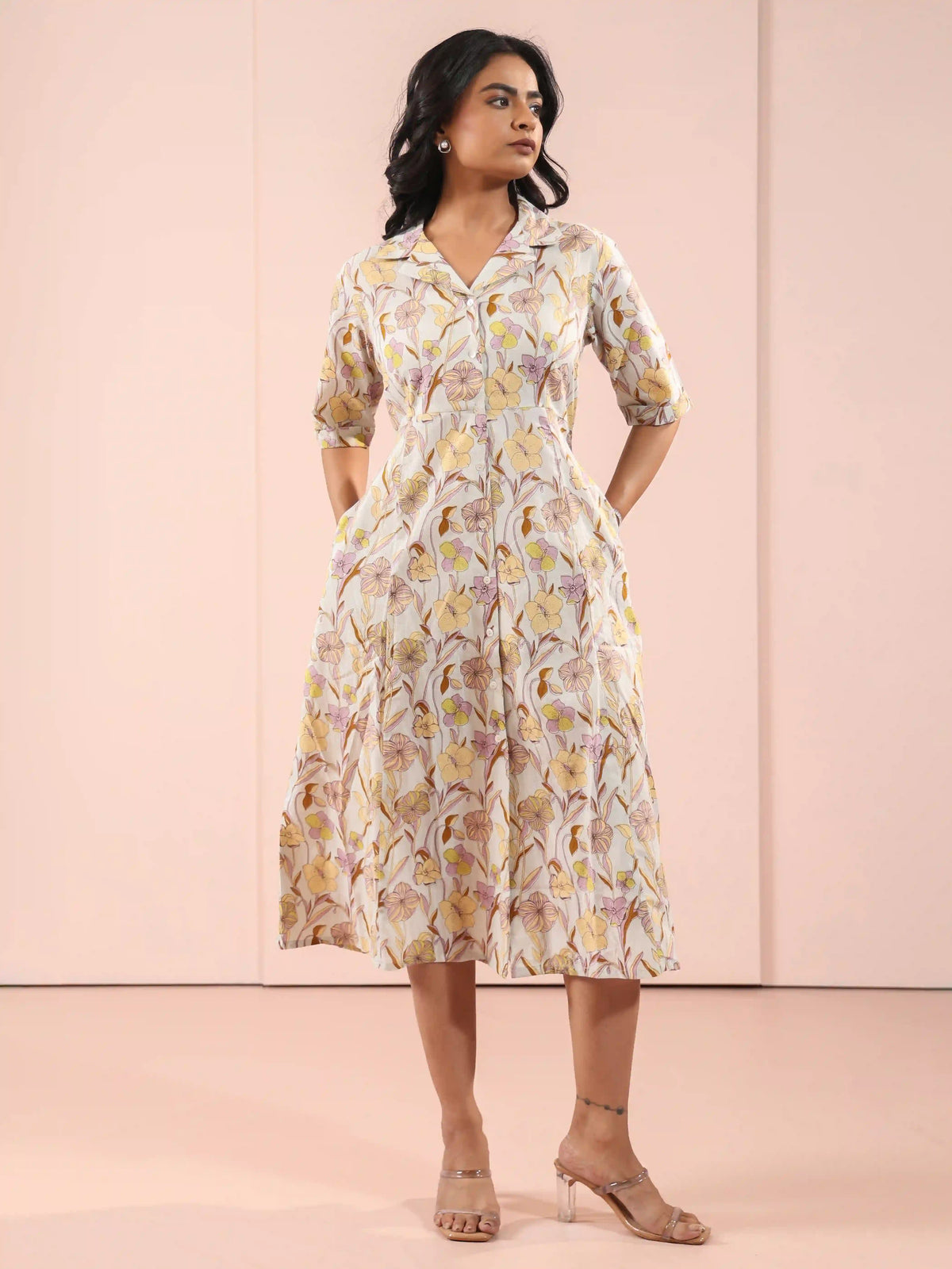 FUSION WEAR FLORAL PRINTED A-LINE DRESS